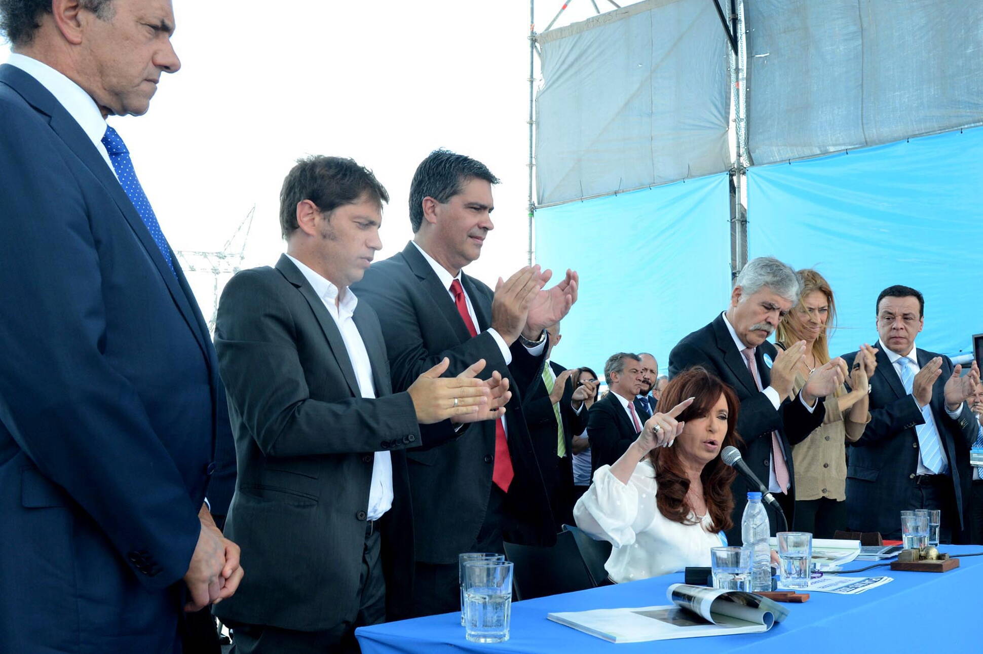La Presidenta habla durante el acto en la central Néstor Kirchner, Atucha II