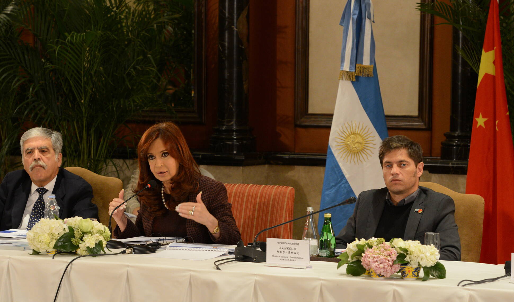 La Presidenta durante su discurso ante empresarios chinos en Beijing.