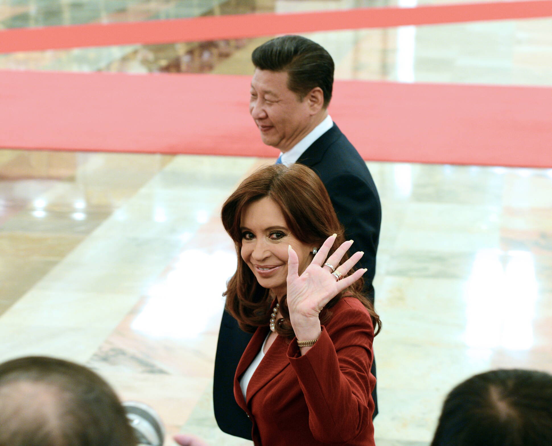 La presidenta Cristina Fernández fue recibida por su par chino, Xi Jinping, en el Gran Palacio del P
