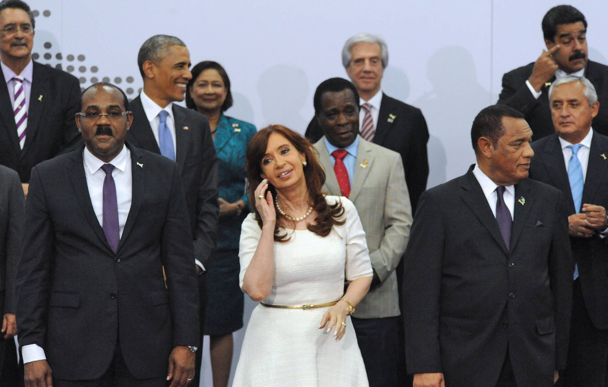 Cristina Fernández junto a algunos de los participantes de la VII Cumbre de las Américas