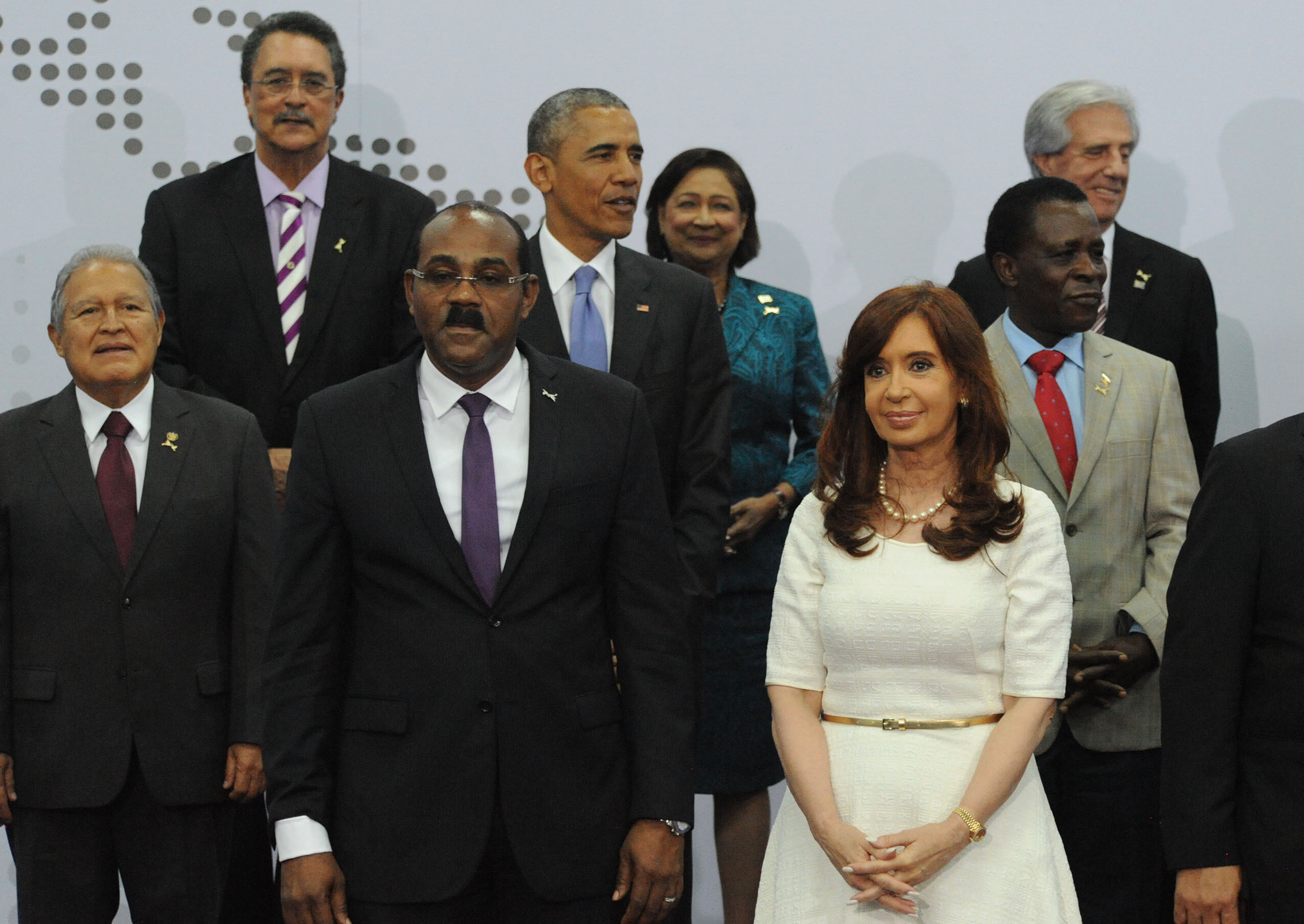 Cristina Fernández junto a algunos de los participantes de la VII Cumbre de las Américas