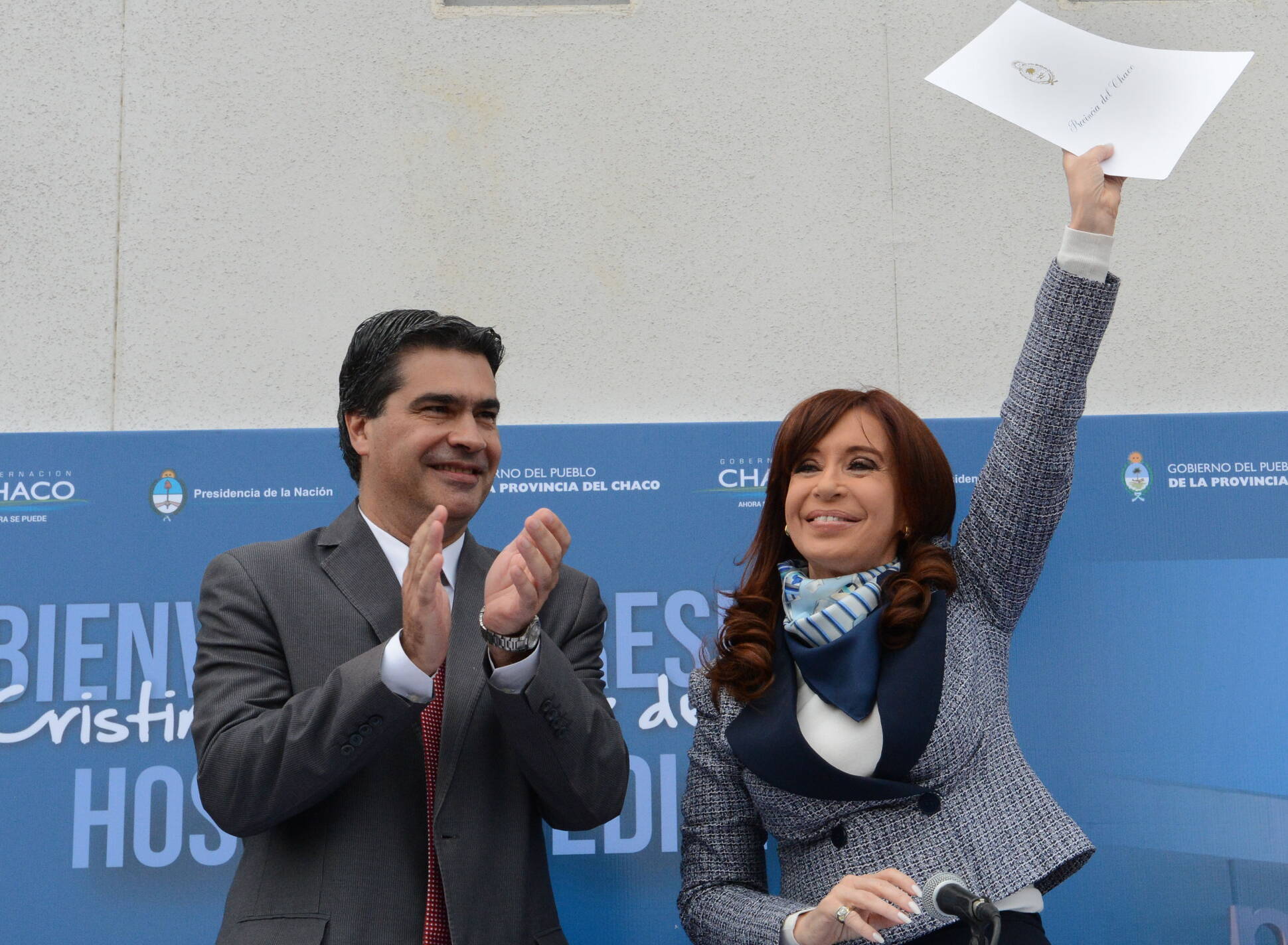 Cristina Fernández y Jorge Capitanich en Resistencia, Chaco.