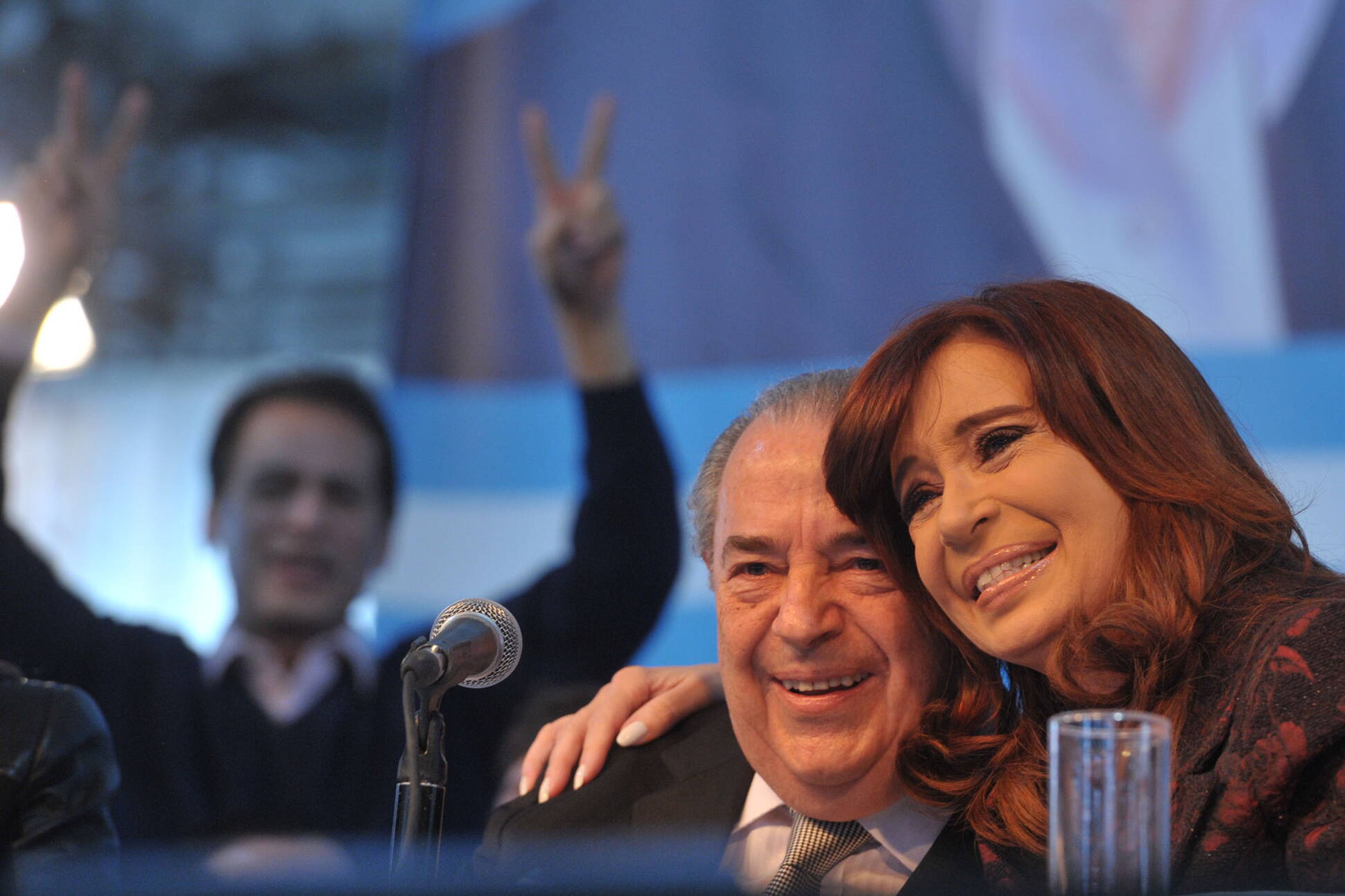 Cristina Fernández y Oscar Jorge en un acto en Santa Rosa, La Pampa