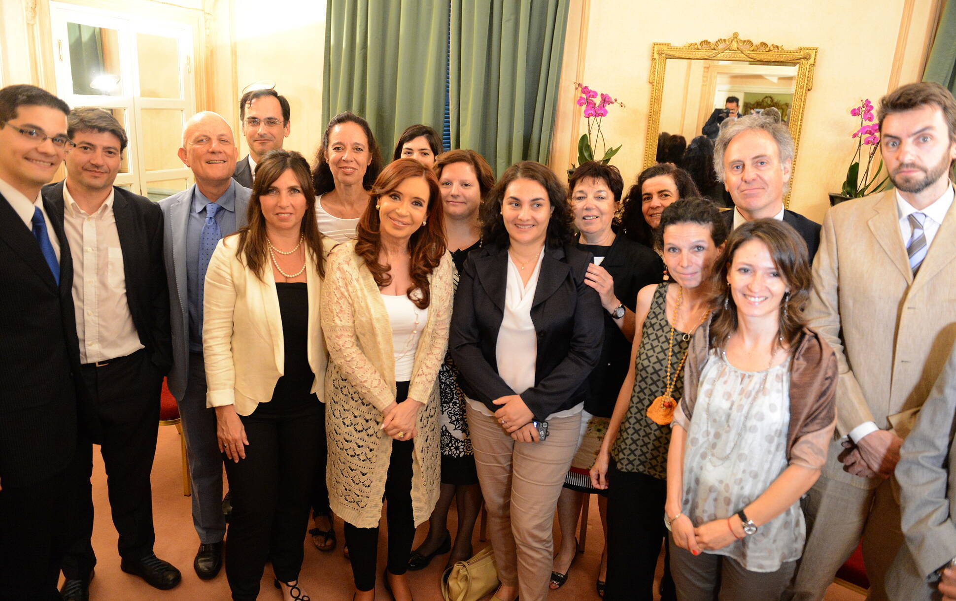 La Presidenta, junto a la Red de Científicos Argentinos en Italia.