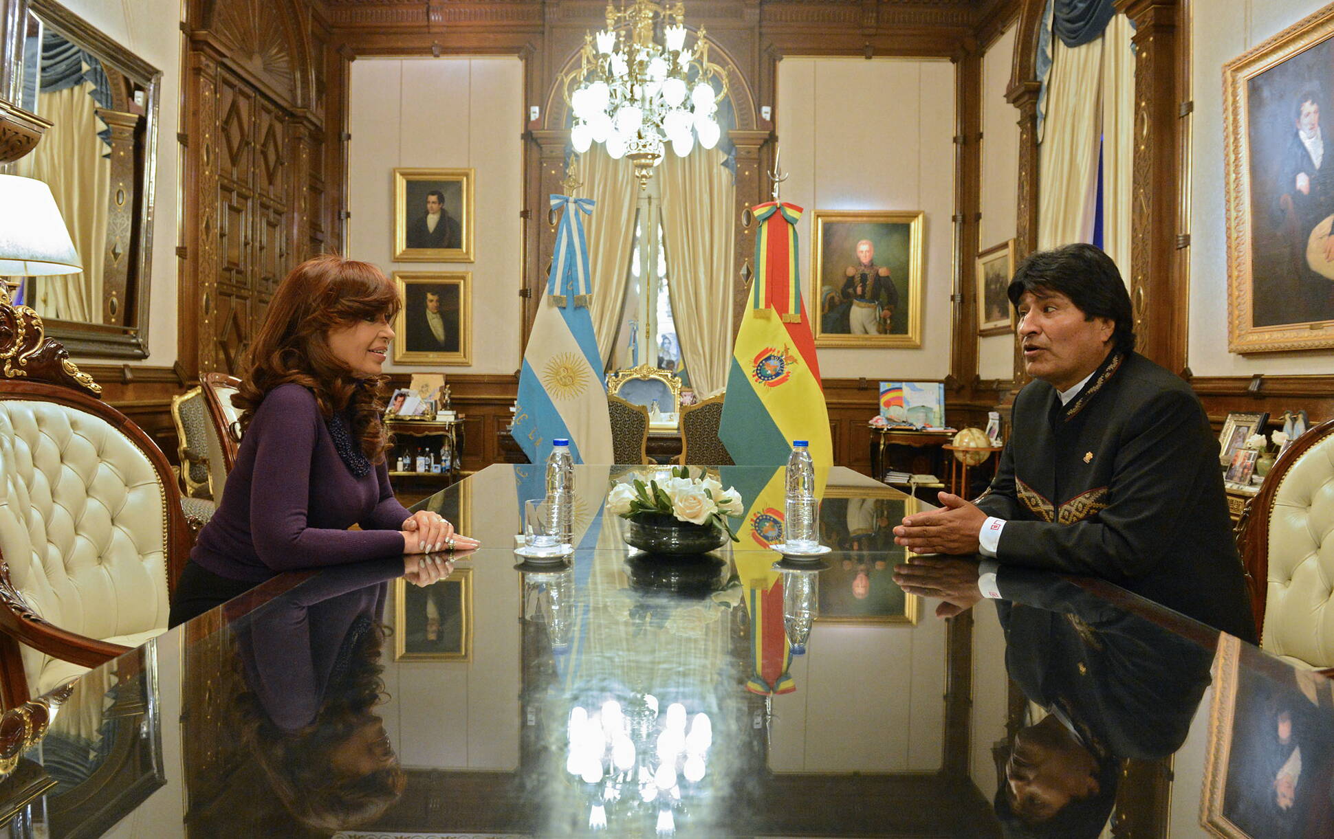 Cristina Fernández y Evo Morales en Casa Rosada