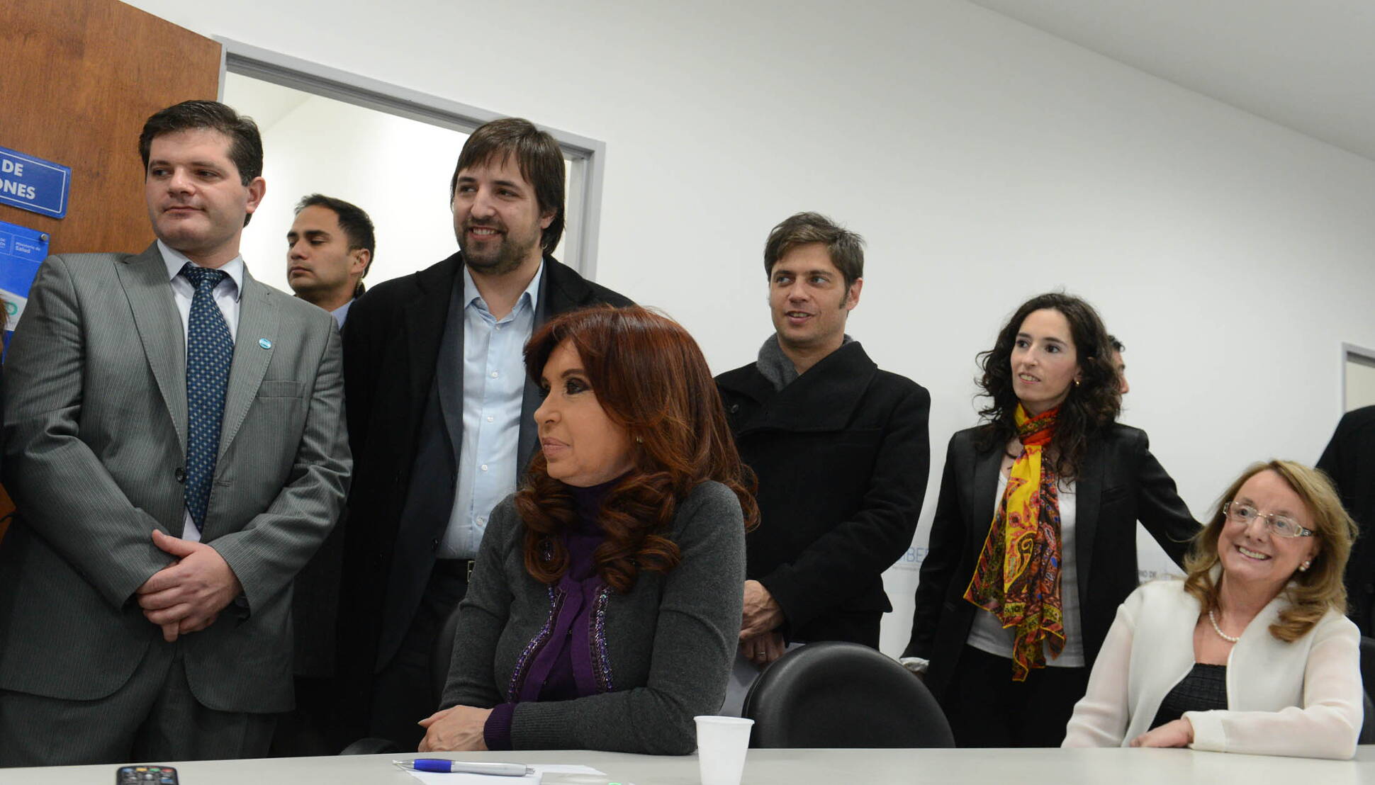 La presidenta Cristina Fernández y los ministros Axel Kicillof, Alicia Kirchner