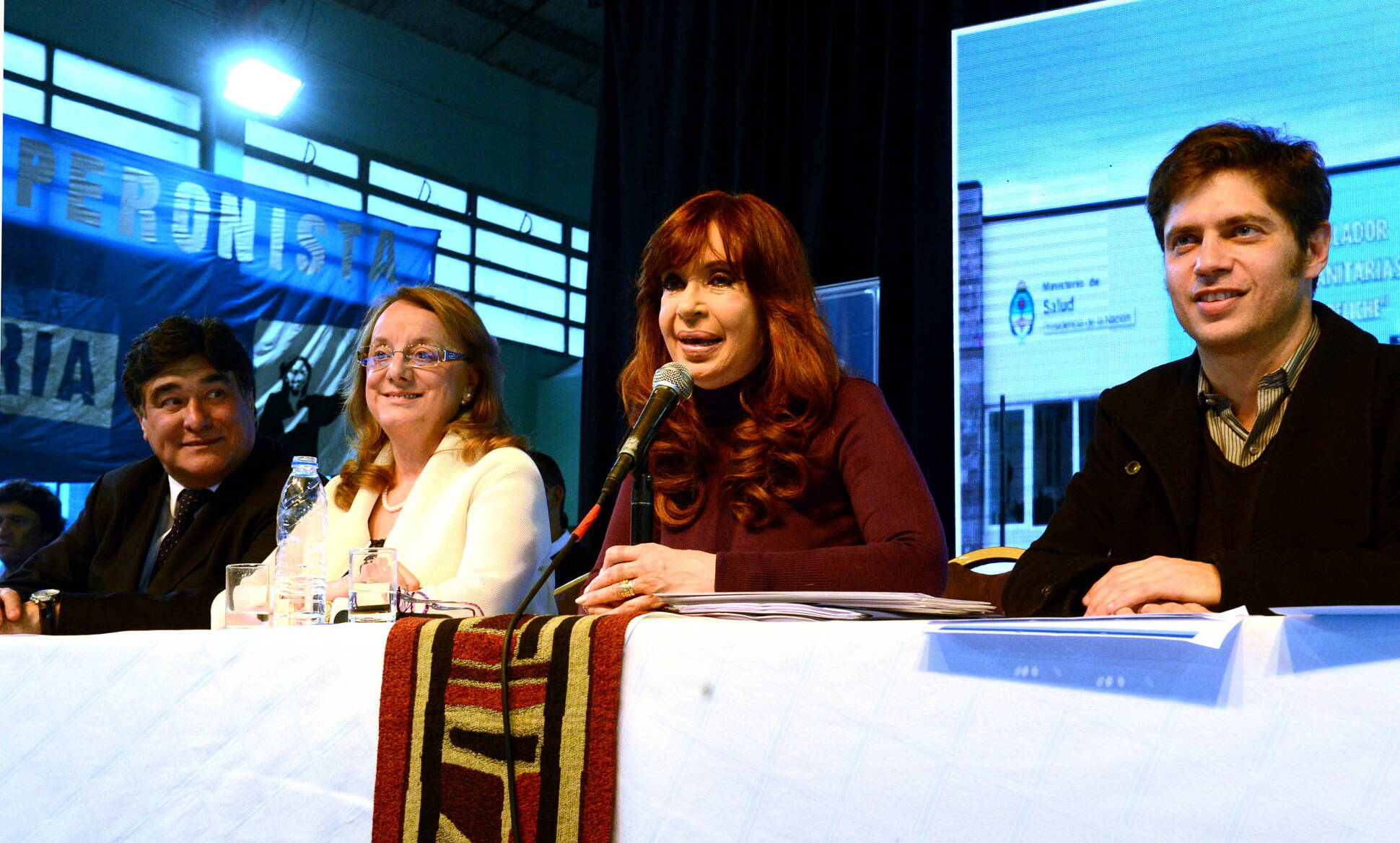 Cristina Fernández, Carlos Zannini, Alicia Kirchner y Axel Kicillof en Río Gallegos