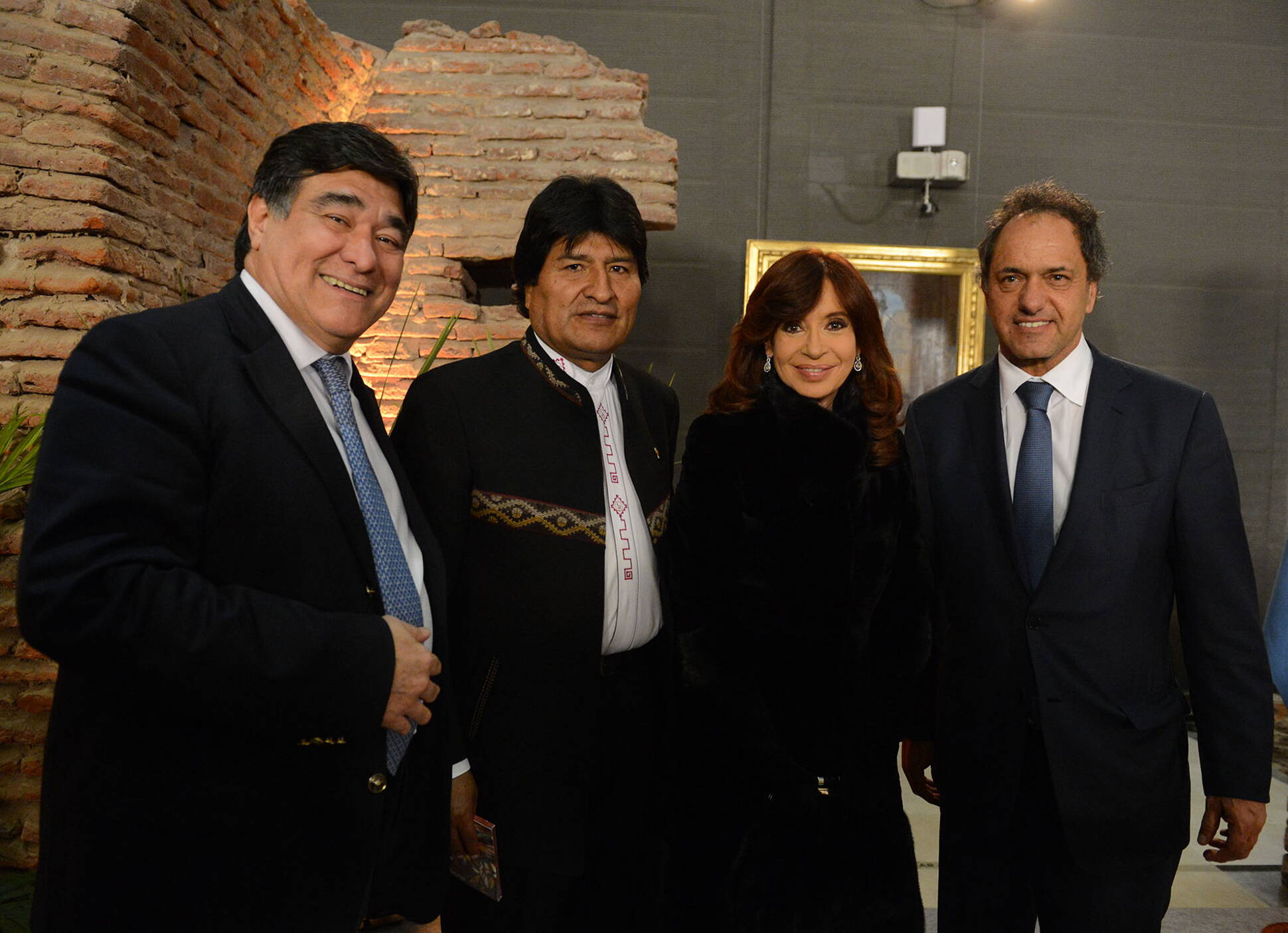 Cristina Fernández, Evo Morales, Daniel Scioli y Carlos Zannini en el Museo del Bicentenario