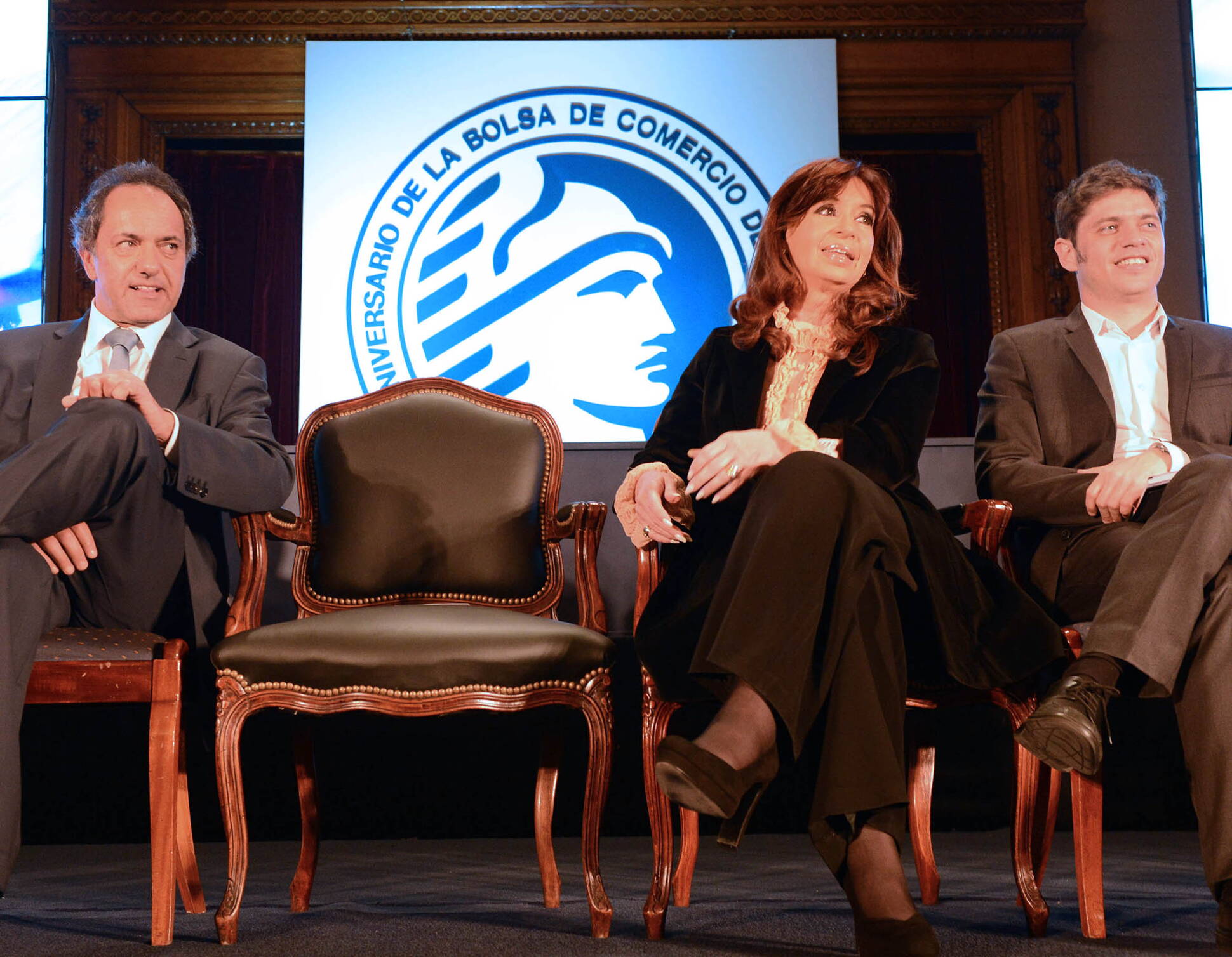 Cristina Fernández, Daniel Scioli y Axel Kicillof