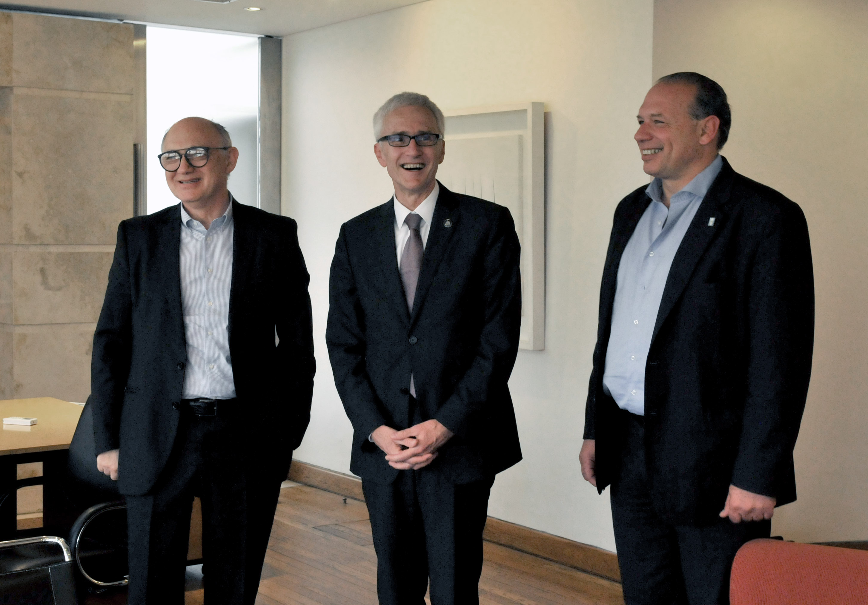Héctor Timerman, Jürgen Stock y Sergio Berni