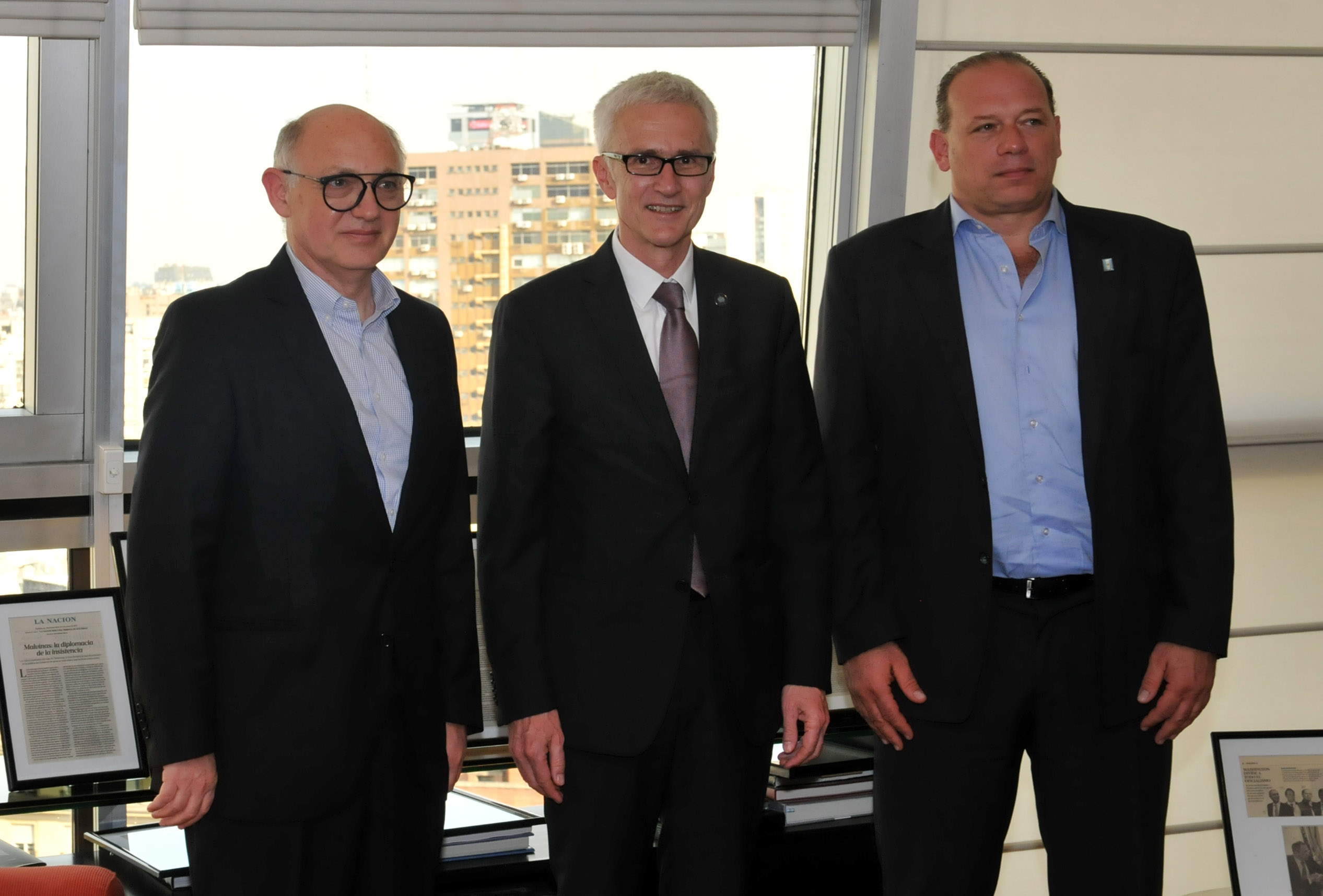 Héctor Timerman, Jürgen Stock y Sergio Berni