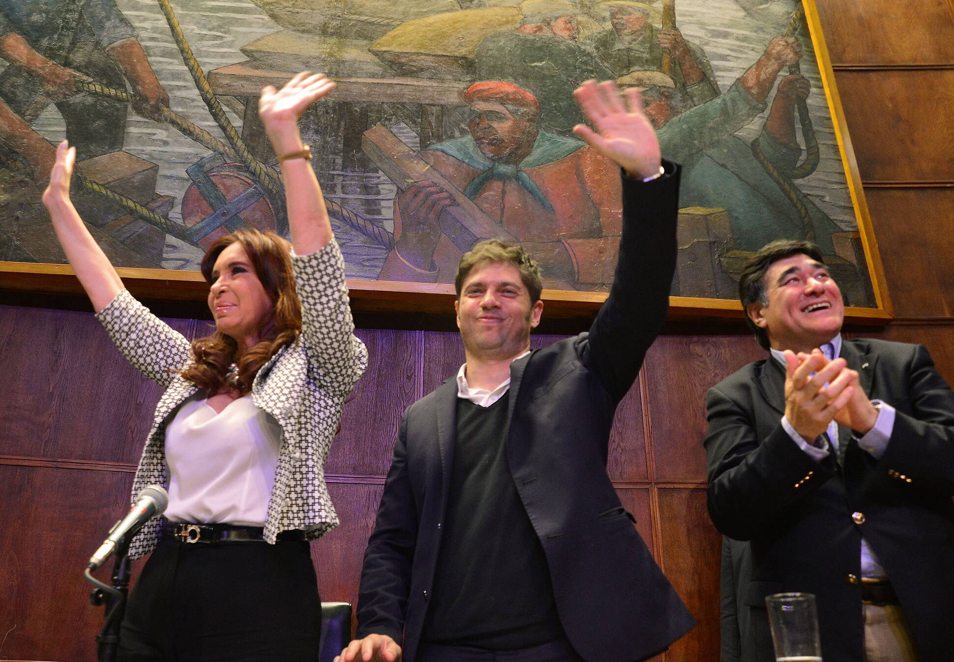 Cristina Fernández de Kirchner, Axel Kicillof y Carlos Zannini en la Facultad de Odontología de la UBA