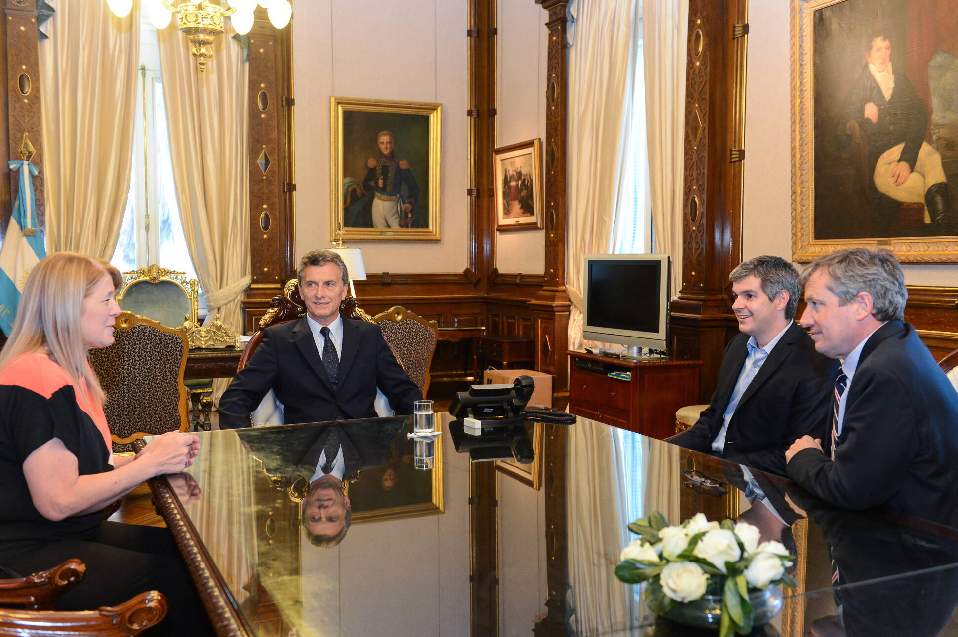 Mauricio Macri, Margarita Stolbizer, Marcos Peña y Emilio Monzó