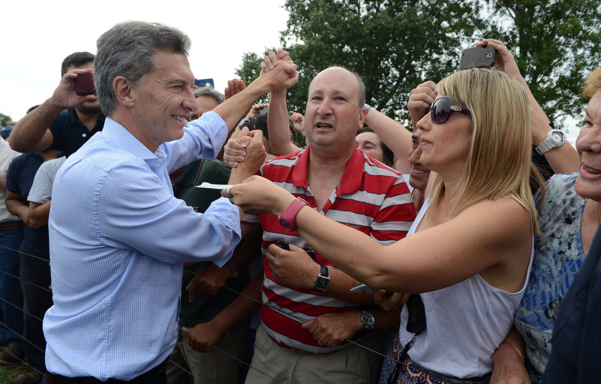 El presidente Mauricio Macri hoy en Pergamino, donde anunció la eliminación de las retenciones a la producción agropecuaria.