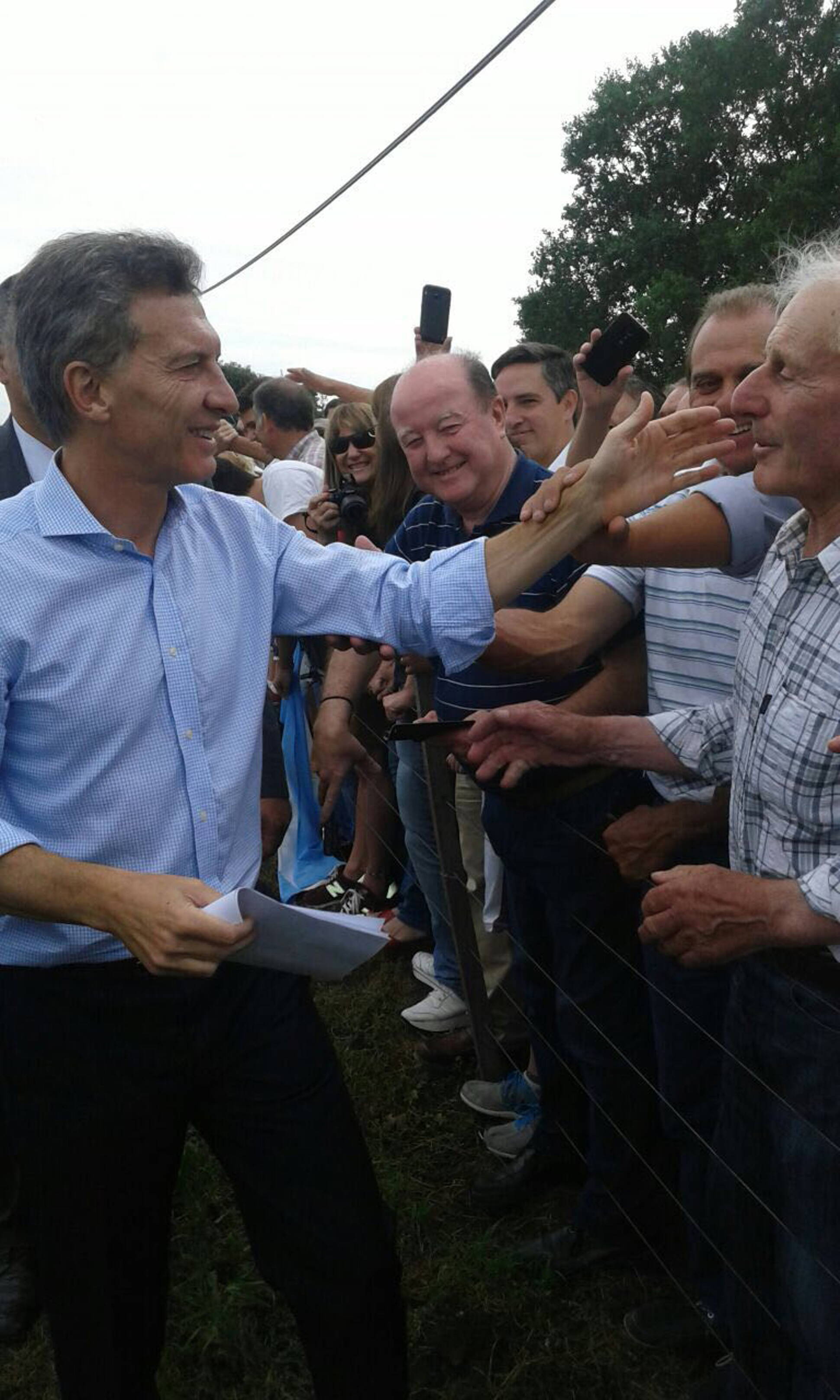 El presidente Mauricio Macri hoy en Pergamino, donde anunció la eliminación de las retenciones a la producción agropecuaria.