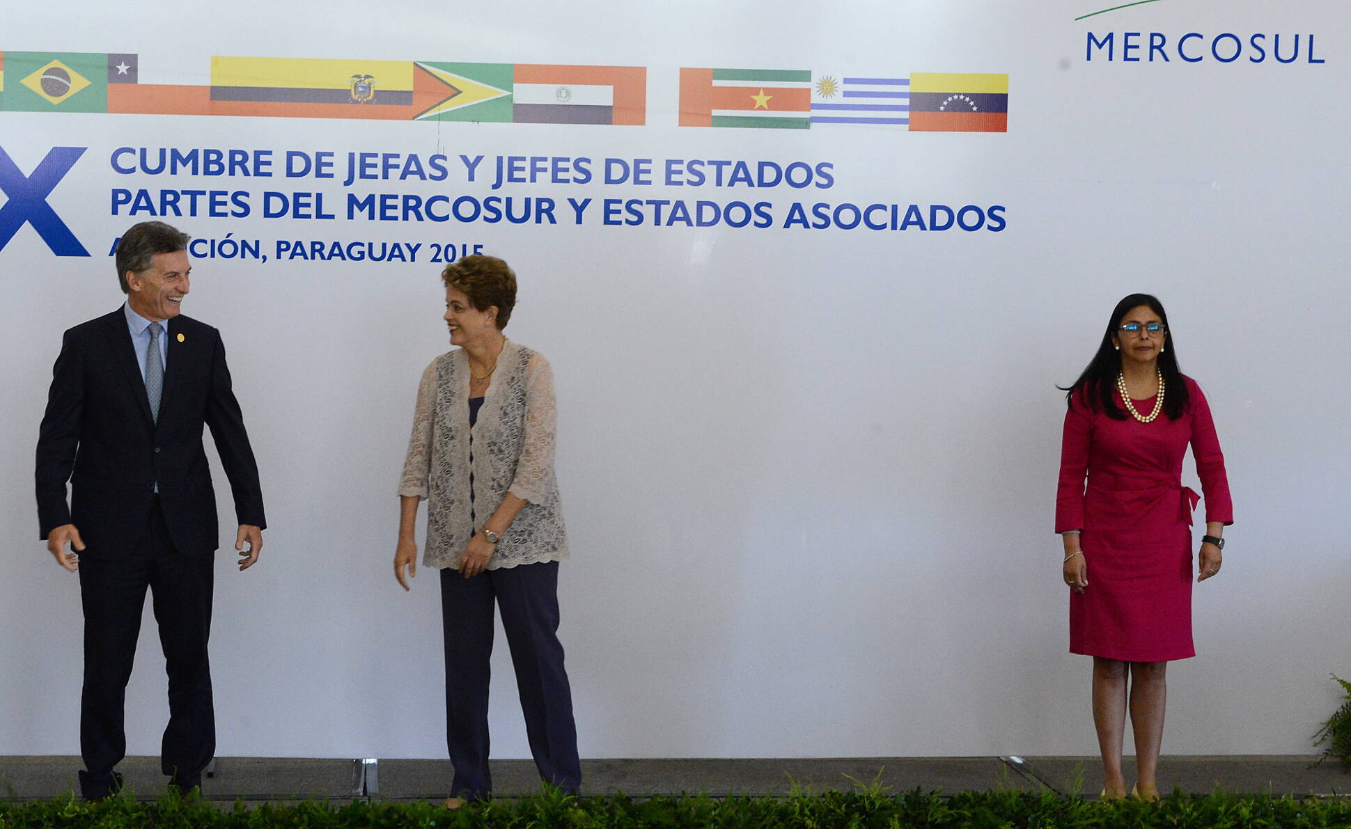 Mauricio Macri, Dilma Rousseff y Darcy Rodríguez