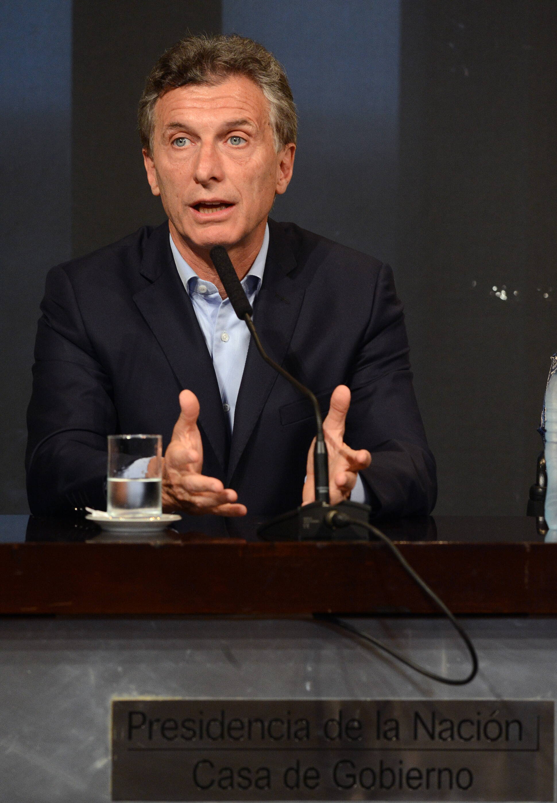 Mauricio Macri en Sala de Conferencias de Casa de Gobierno