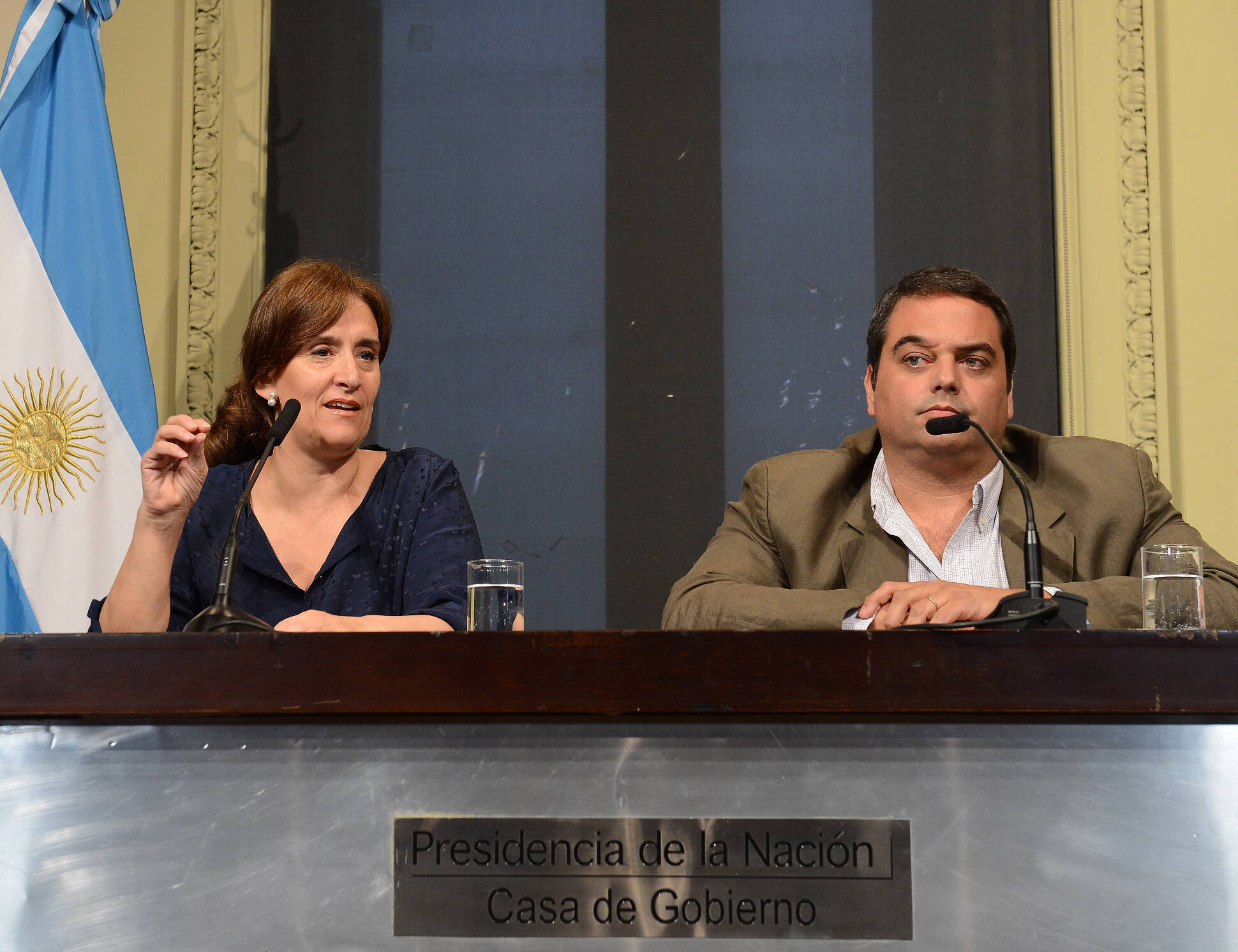 Conferencia de prensa de la Vicepresidenta y el ministro de Trabajo, al término de la reunión de Gabinete en Casa Rosada.