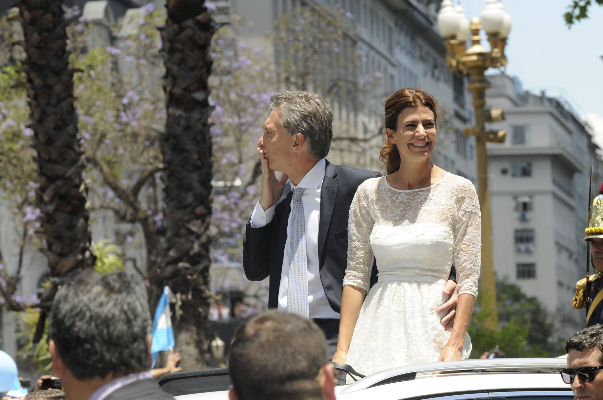 Mauricio Macri y su esposa Juliana Awada al arribar a Casa Rosada