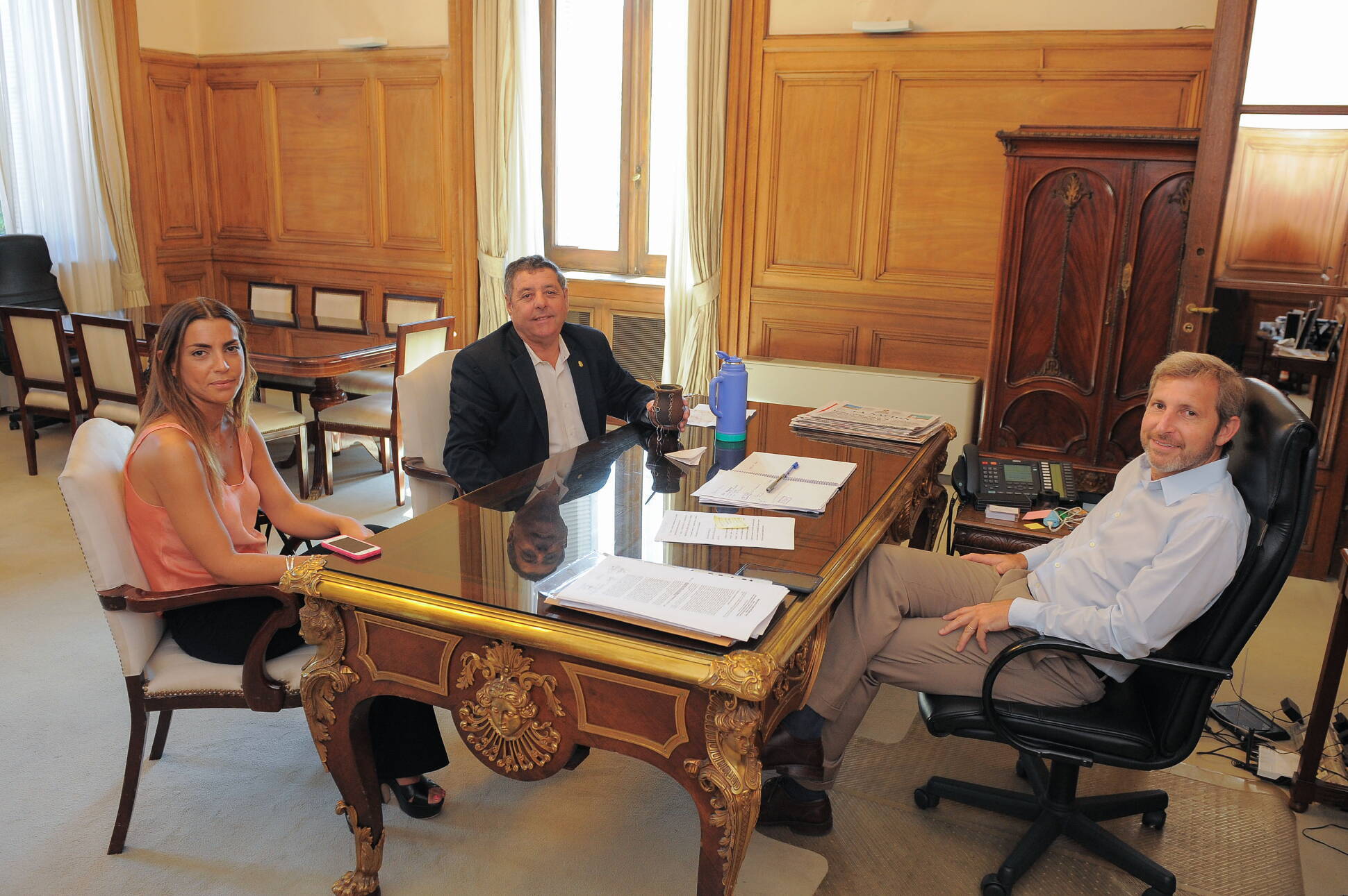 El ministro del Interior recibió a Alfredo de Ángeli y Yanina Gayol, legisladores de Entre Ríos.