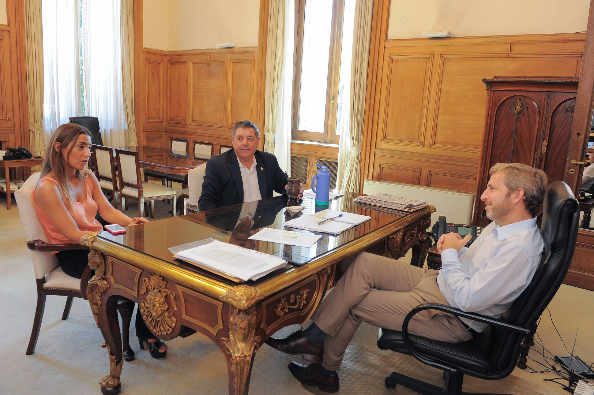 El ministro del Interior recibió en Casa Rosadaa Alfredo de Ángeli y Yanina Gayol, legisladores de Entre Ríos.