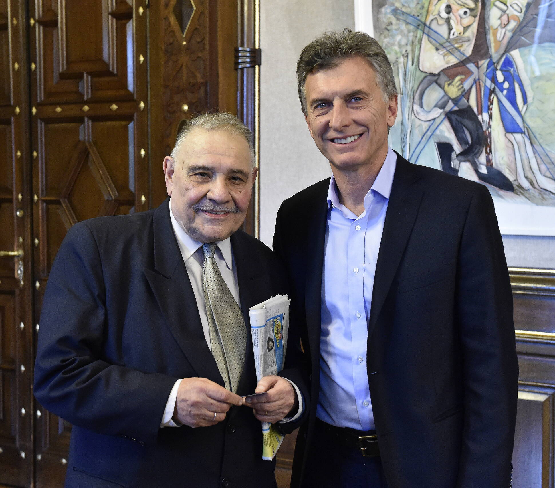 Mauricio Macri y el periodista Roberto Di Sandro