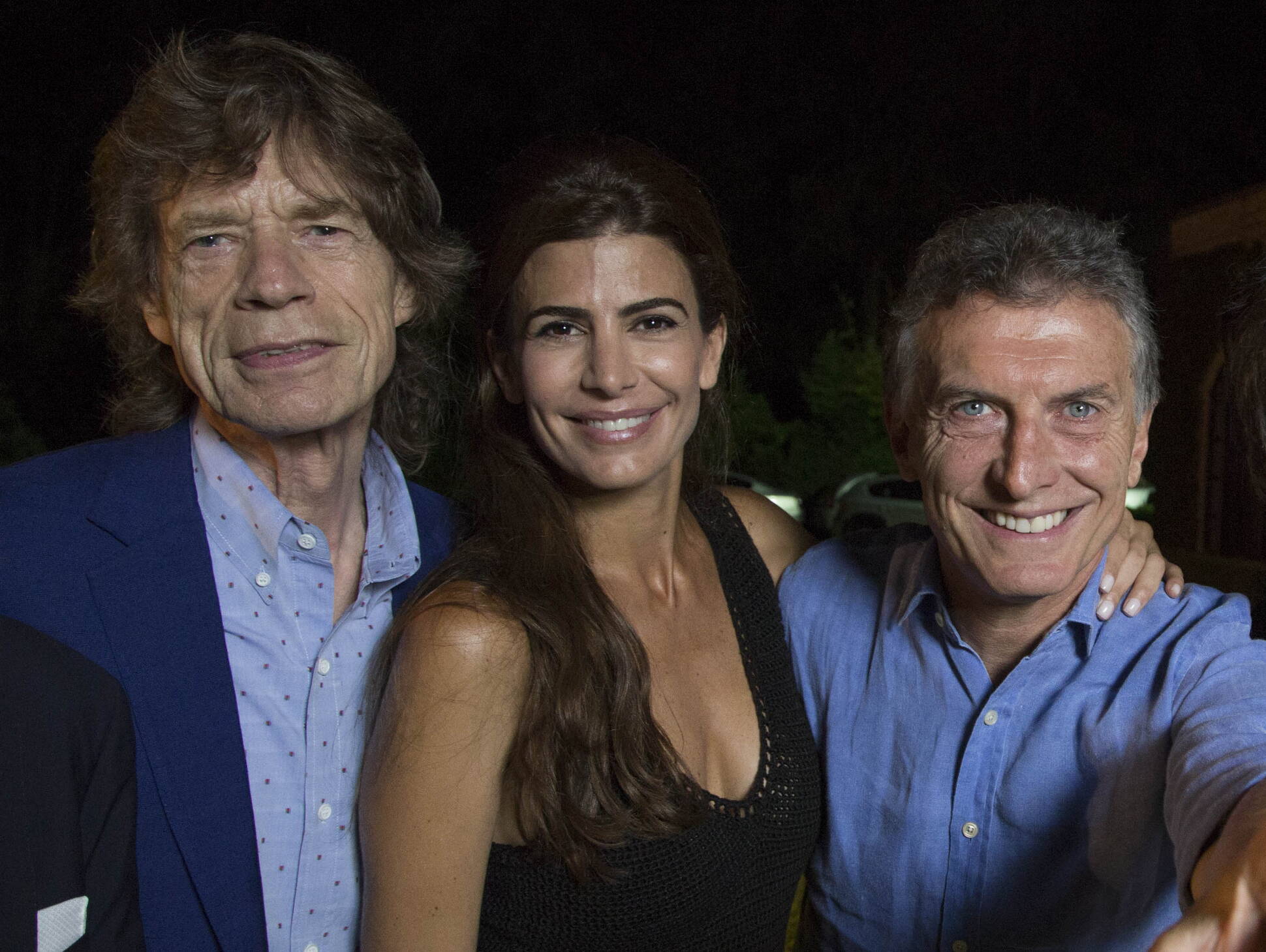 El Jefe de Estado, su esposa, Juliana Awada,  junto a  Mick Jagger, en la quinta Los Abrojos.