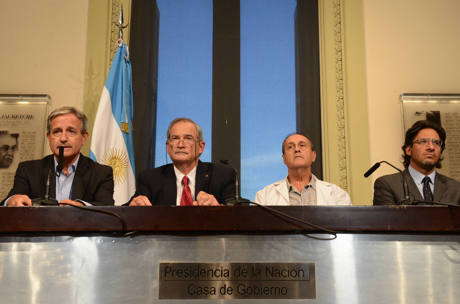 Conferencia de prensa de Los ministros Jorge Lemus; Germán Garavano y Andrés Ibarra en Casa Rosada.