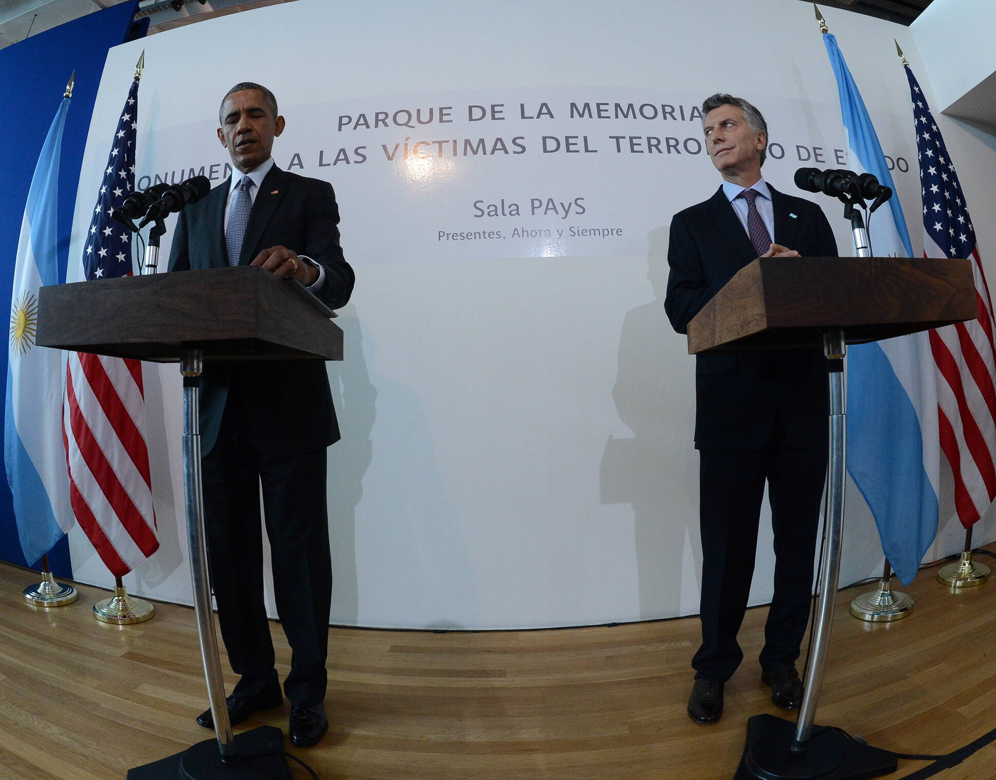 Macri y Obama en el Parque de la Memoria