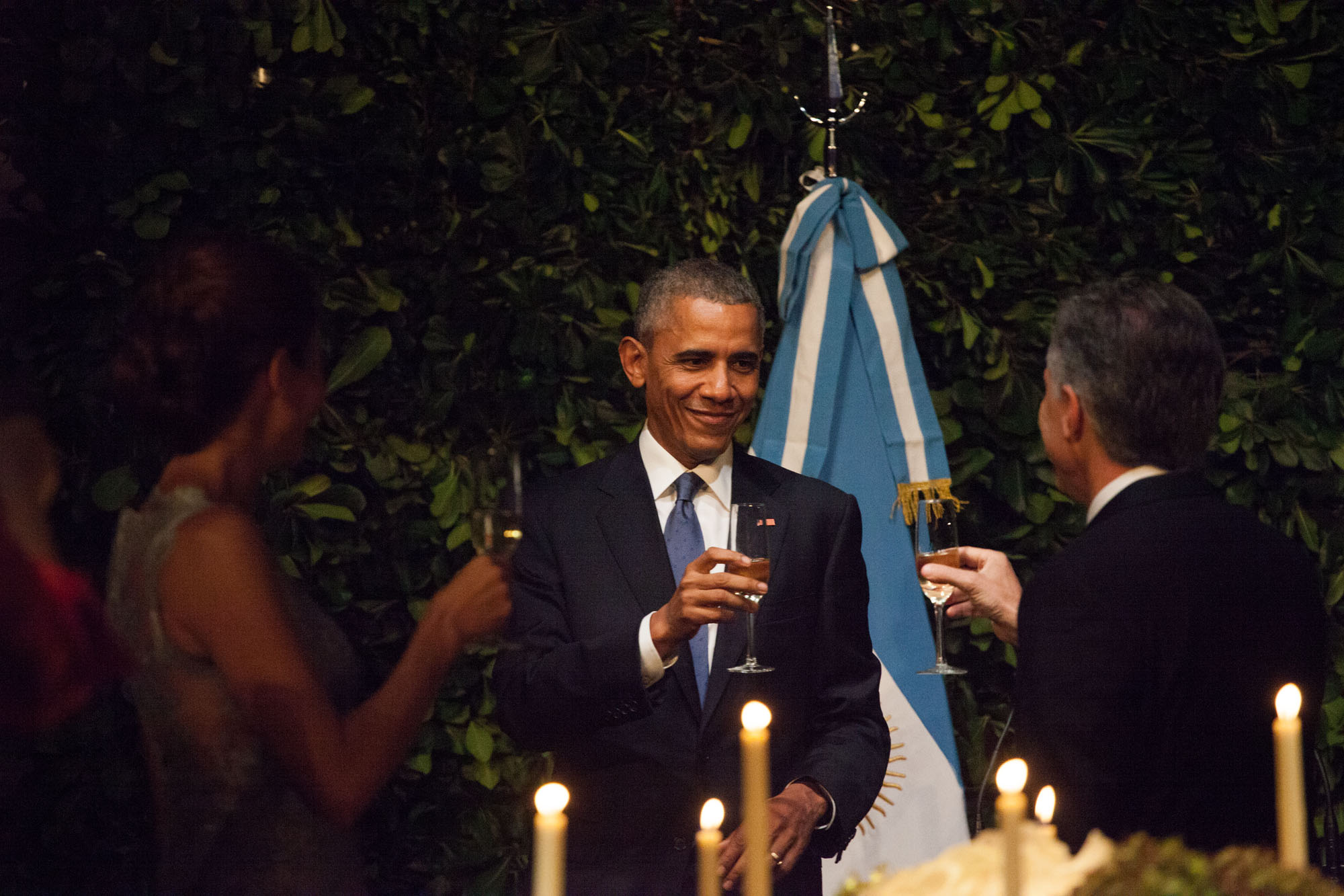 Barack Obama, Juliana Awada y Mauricio Macri en la cena de honor