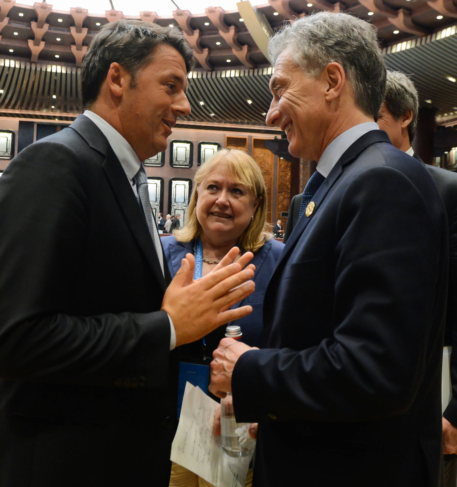 El Presidente Mauricio Macri con Matteo Renzi y Recep Erdogan