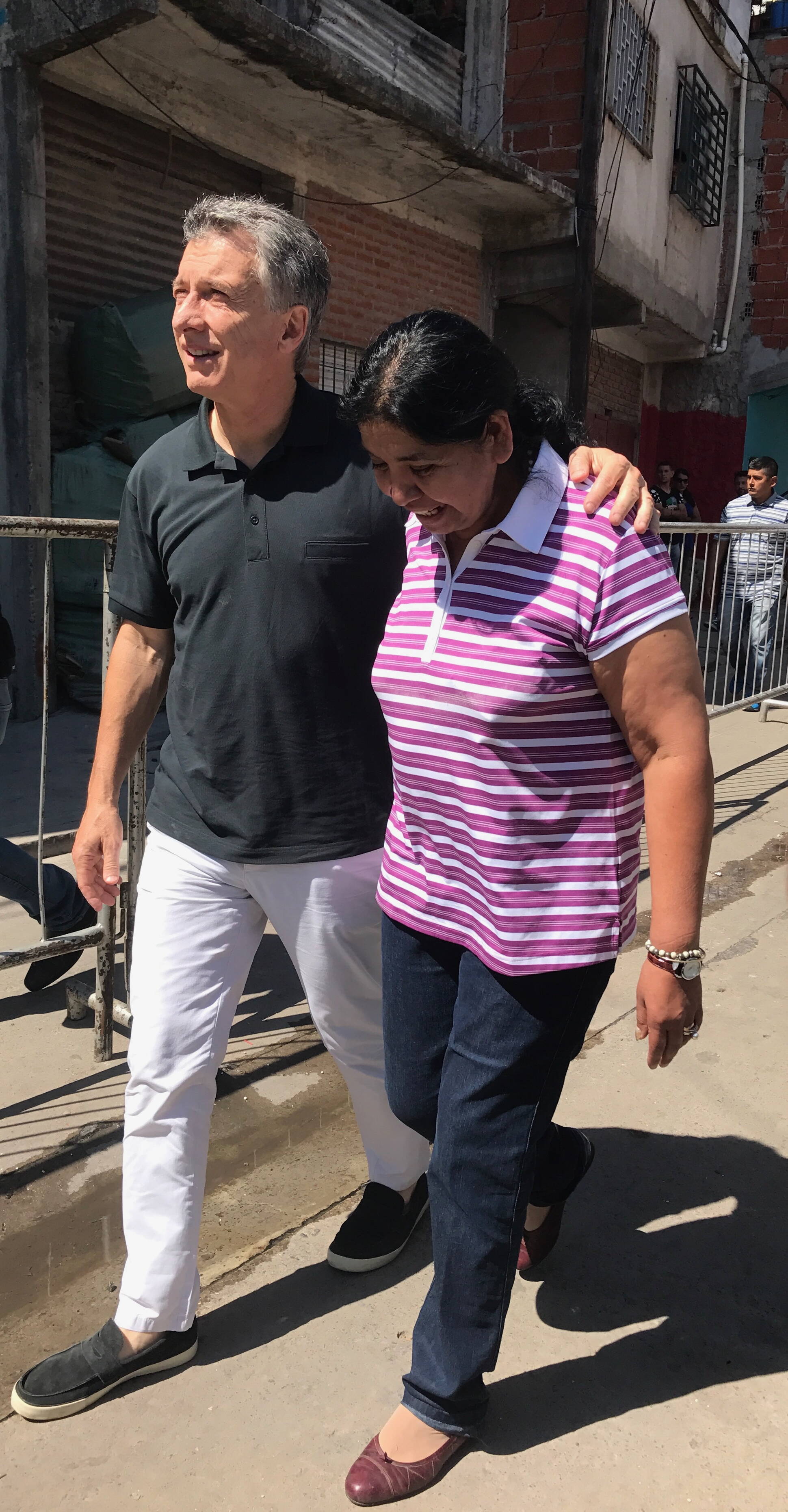 El presidente Mauricio Macri saludó a Margarita Barrientos por las fiestas de Fin de Año