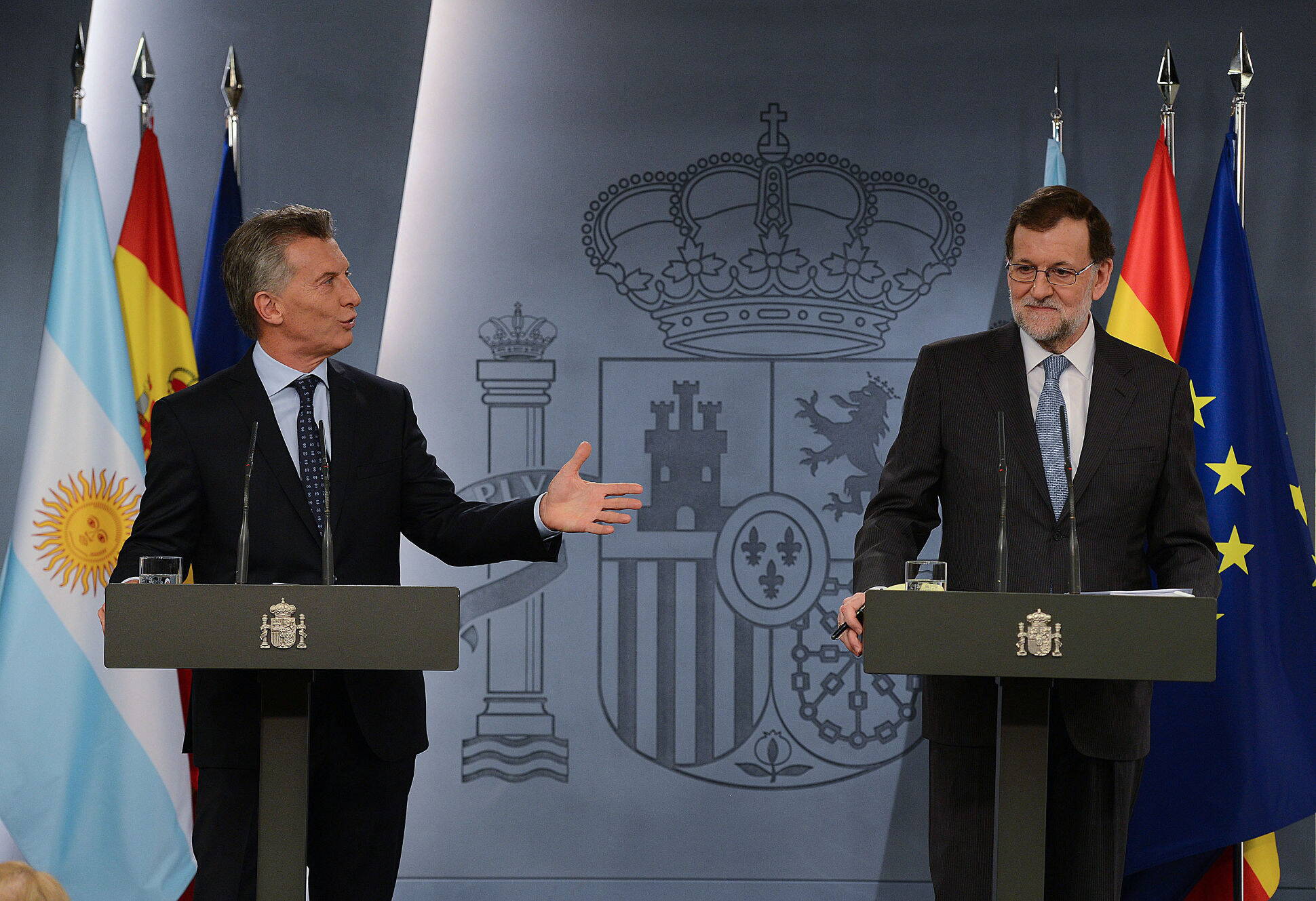 El presidente Macri junto a su par español, Mariano Rajoy