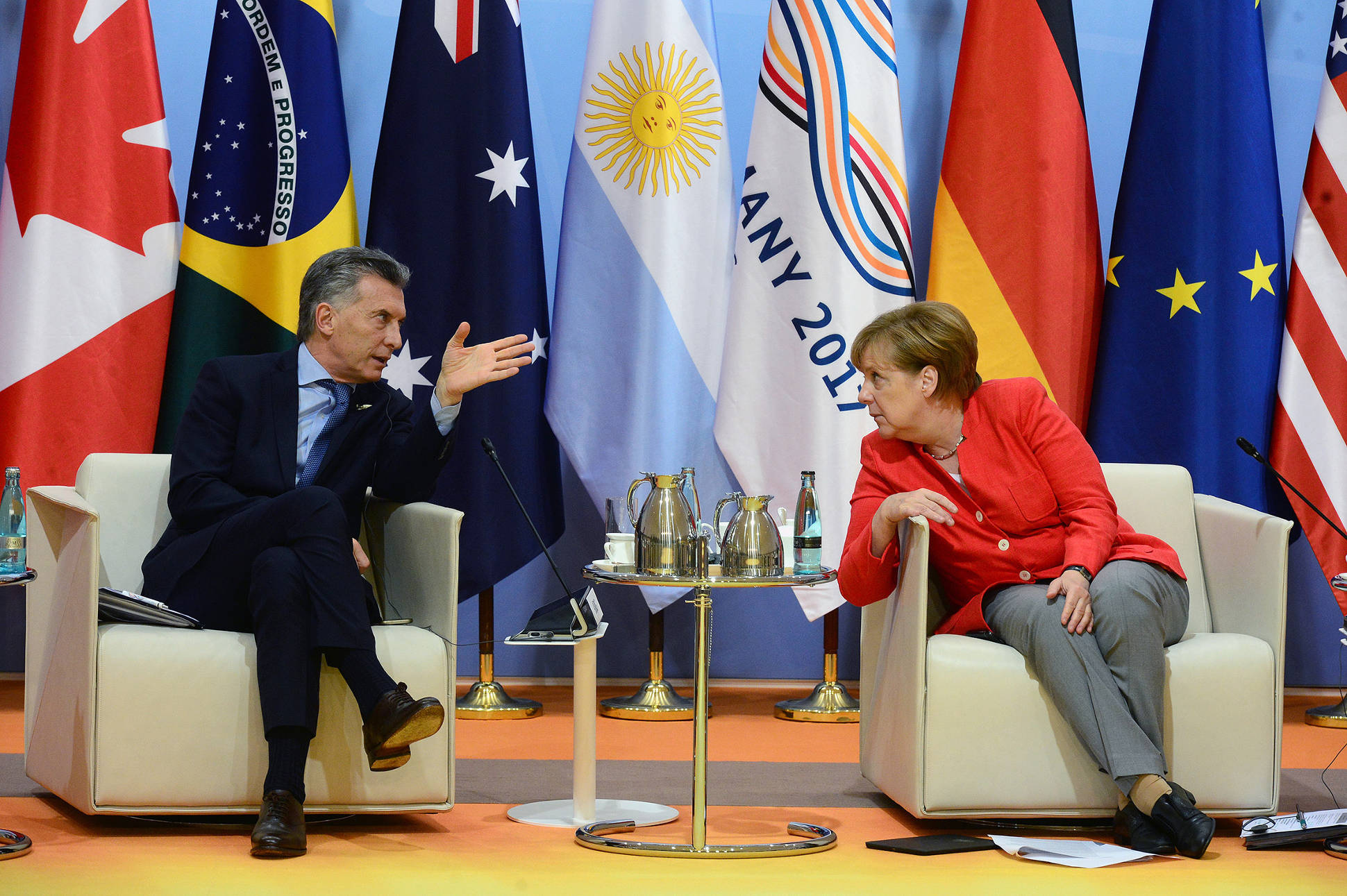 El presidente Macri, junto a Angela Merkel en la Cumbre del G20