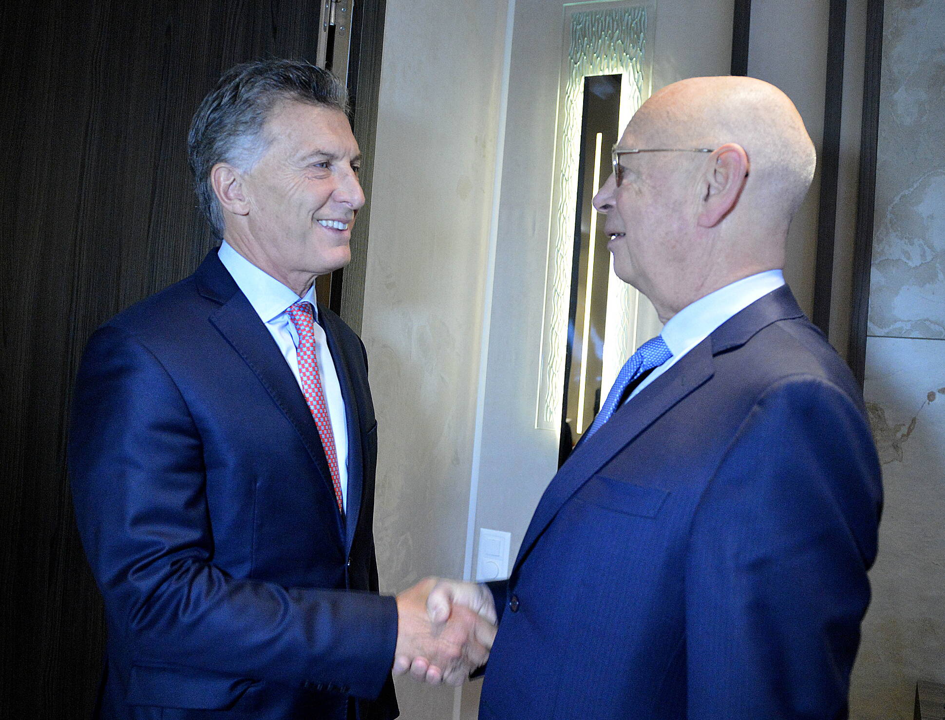 Mauricio Macri con el fundador y director ejecutivo del Foro Económico Mundial, Klaus Schwab