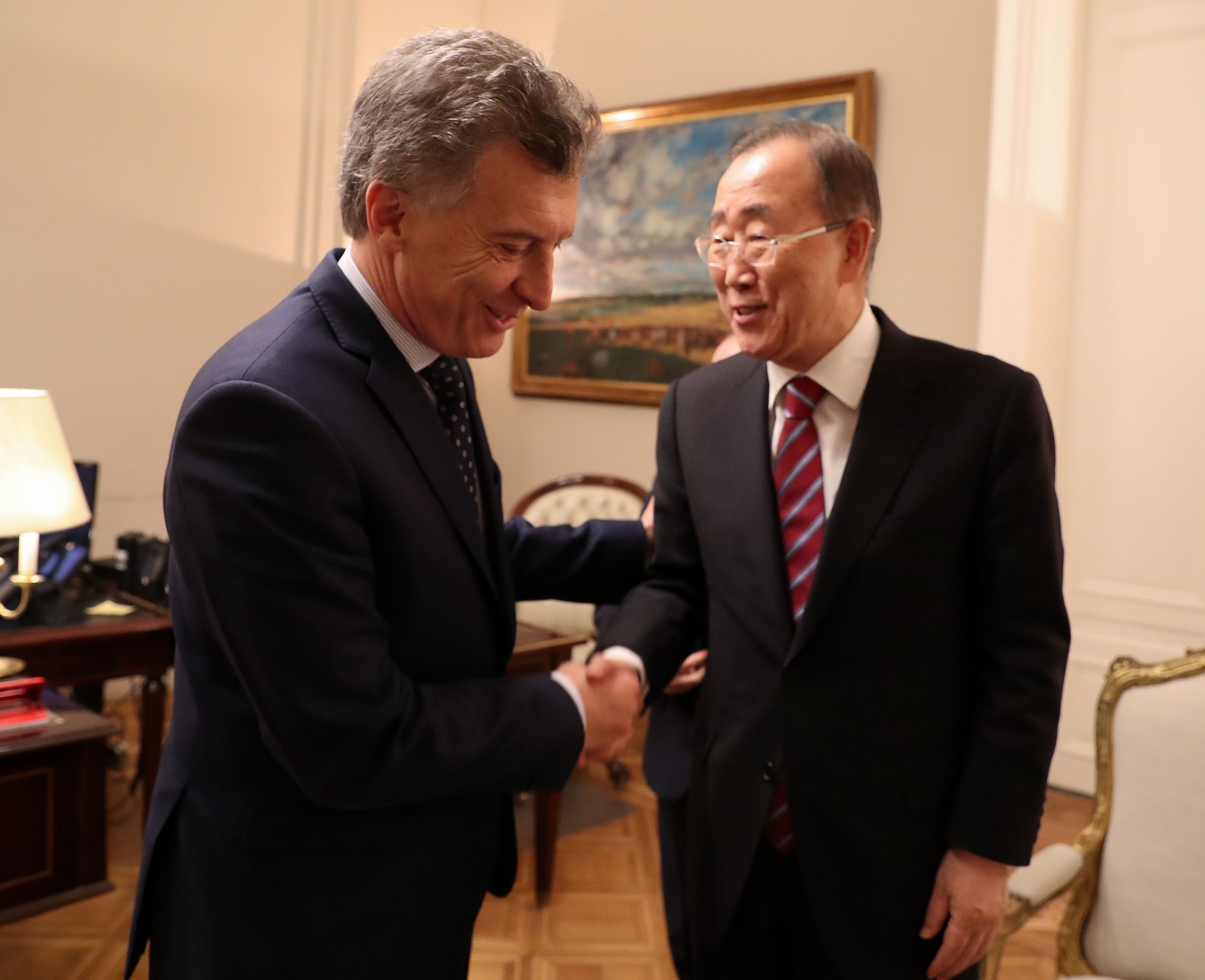 El presidente Macri recibió al ex secretario general de Nacional Unidas, Ban Ki-moon.
