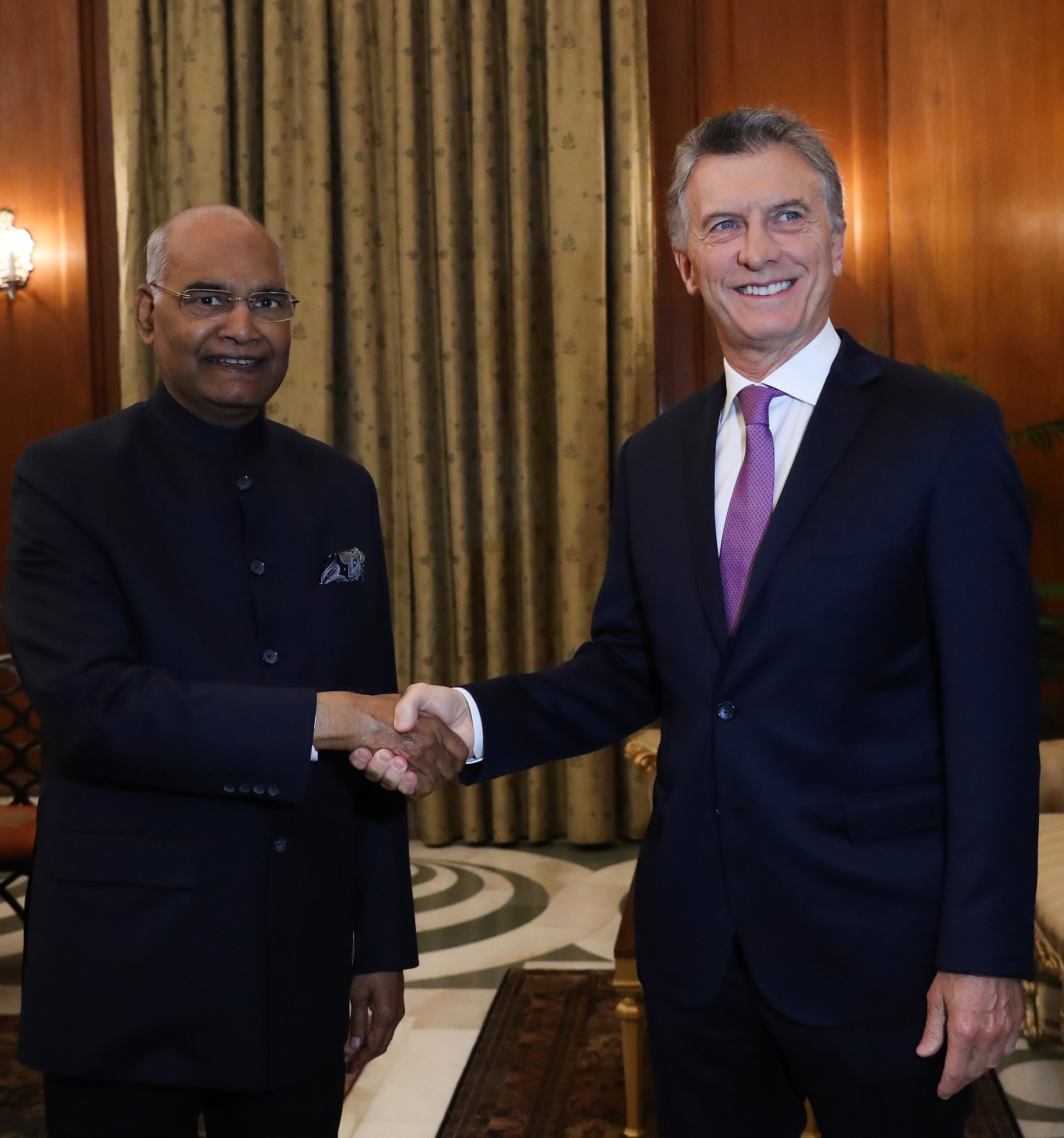 Macri fue recibido por el presidente de India, Ram Nath Kovin