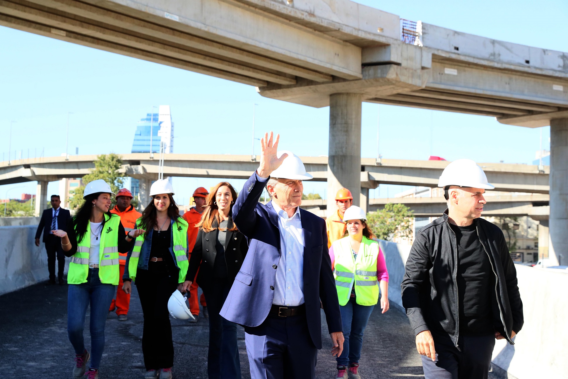 El presidente Mauricio Macri recorrió el Paseo del Bajo