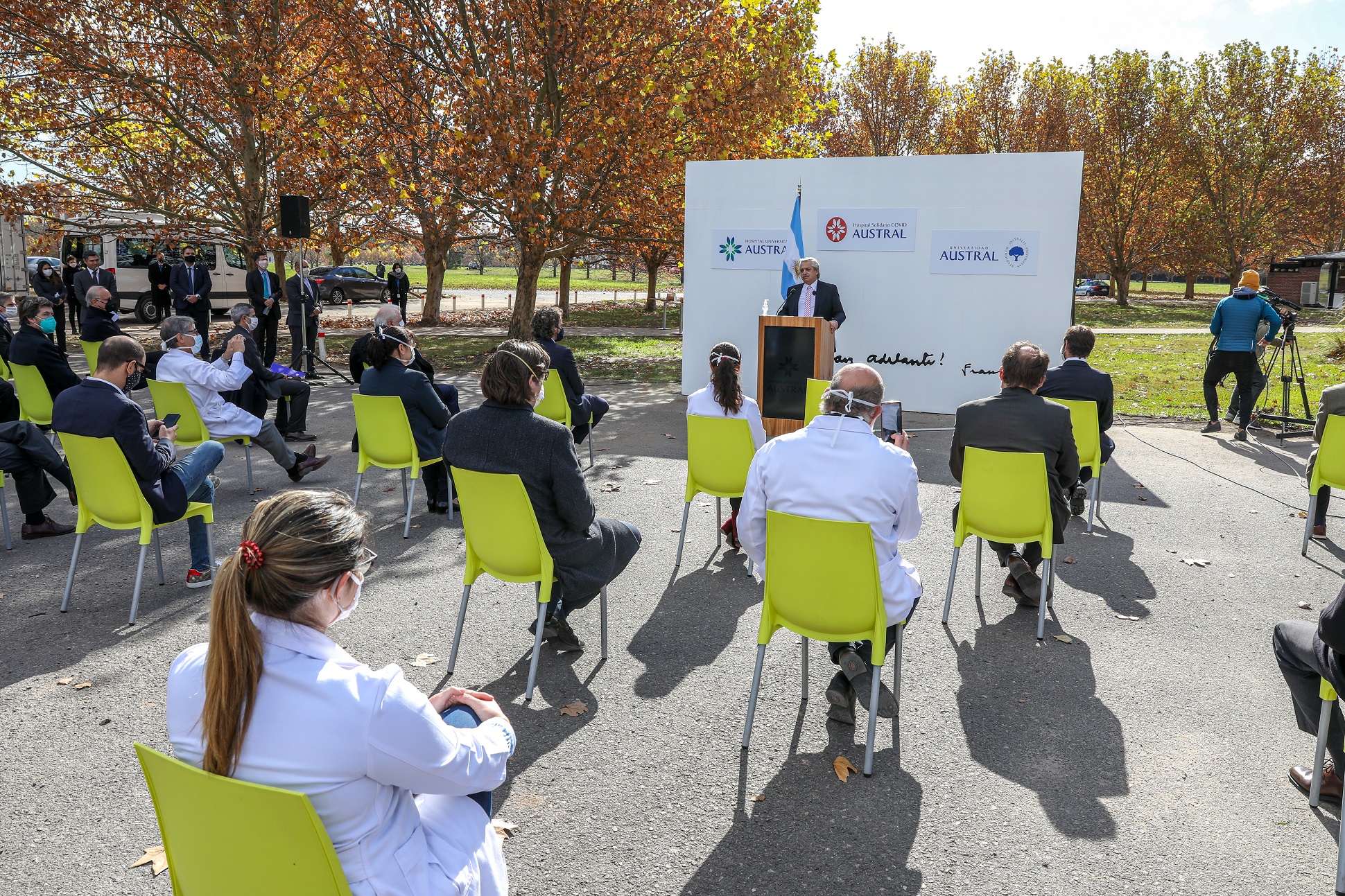 Coronavirus: El Presidente encabezó la puesta en marcha del Hospital Solidario COVID-19 Austral en Pilar