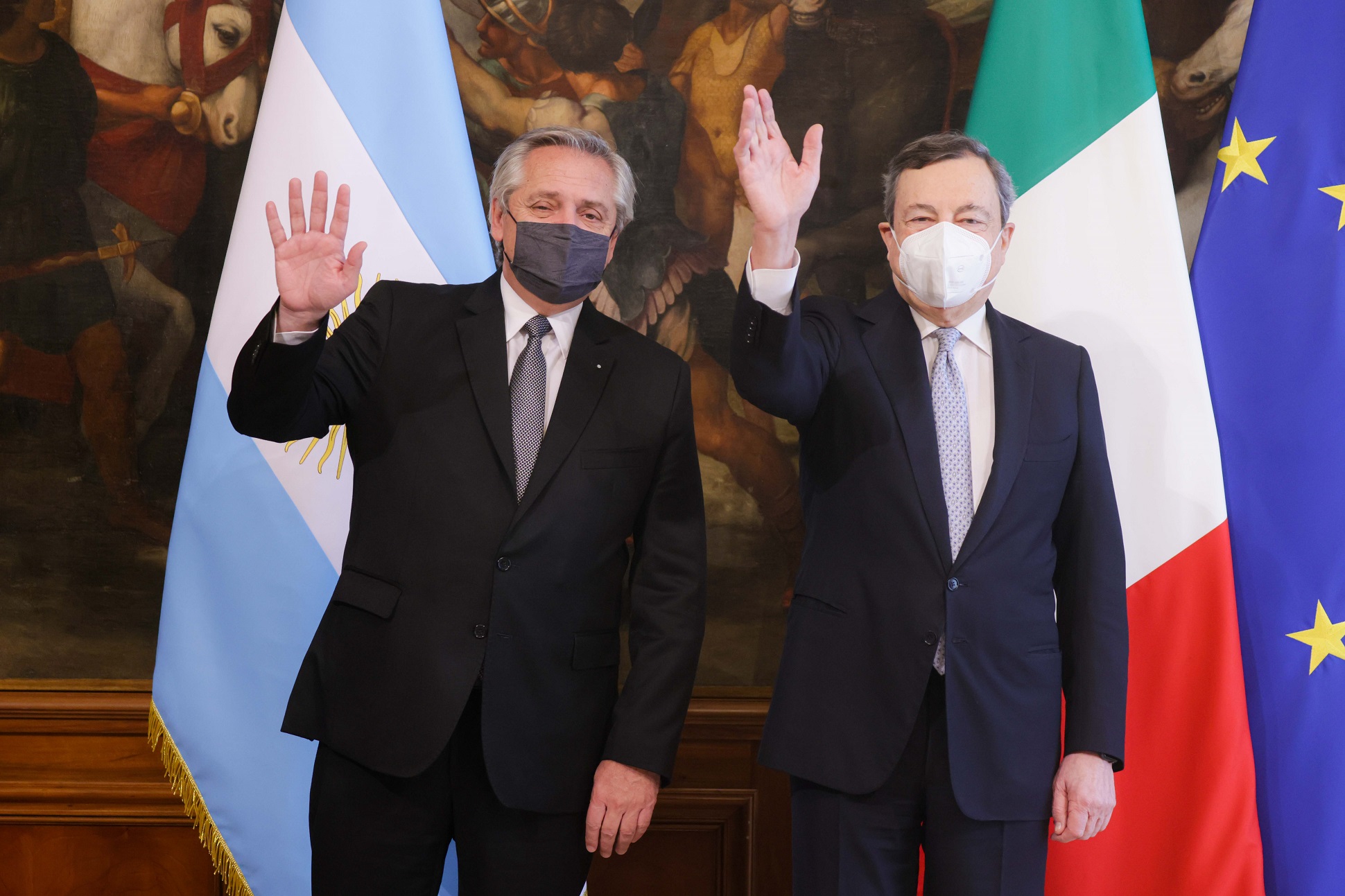 El presidente Alberto Fernández compartió una reunión de trabajo con el Presidente del Consejo de Ministros de Italia, Mario Draghi