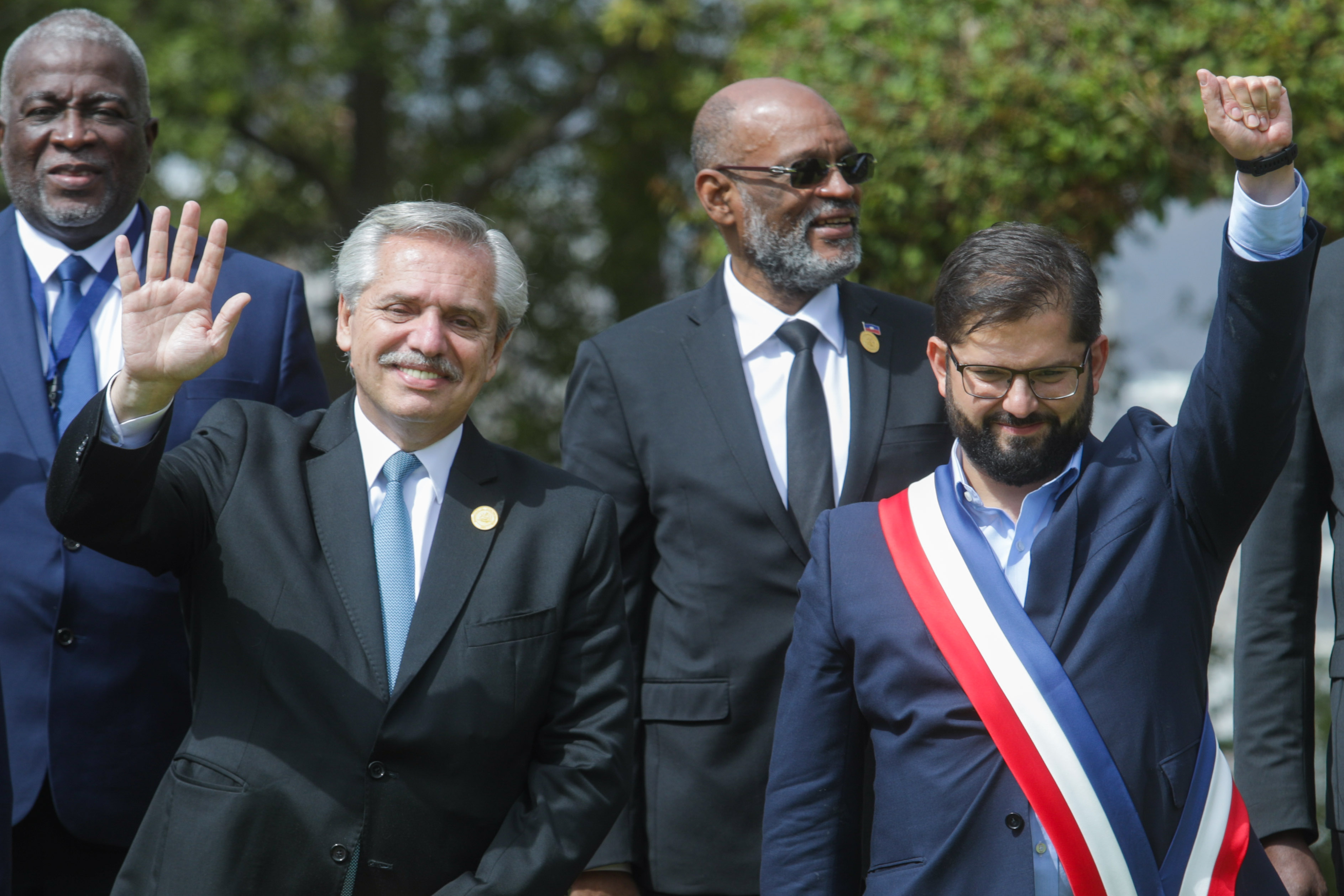 El presidente participó de la recepción que ofreció su par de Chile, Gabriel Boric Font, en el Palacio Presidencial de Cerro Castillo