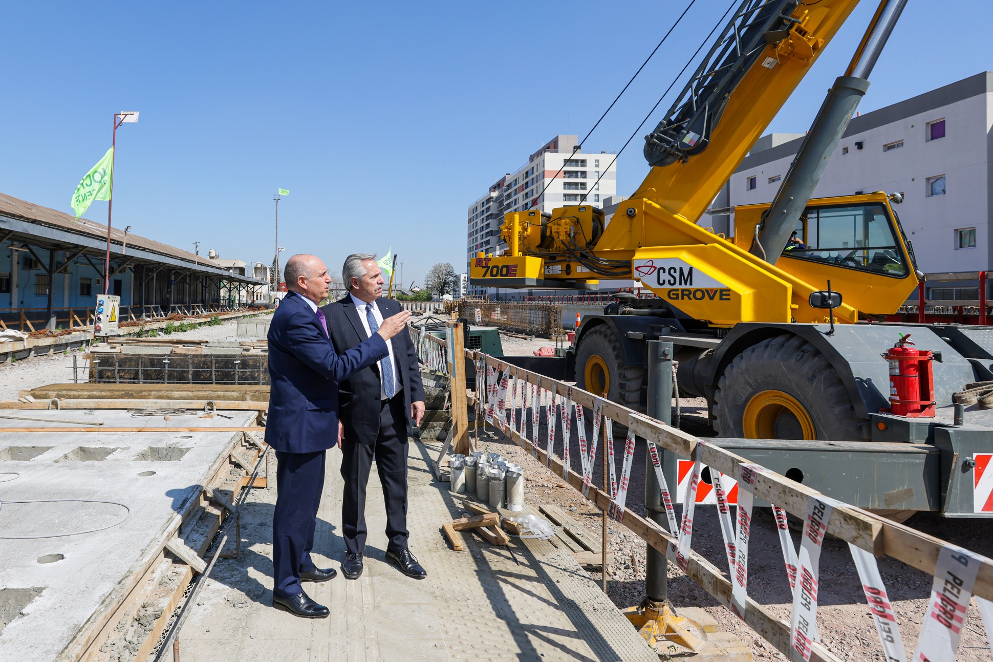 El presidente Alberto Fernández recorrió las obras de extensión y conexión de la línea Belgrano Sur