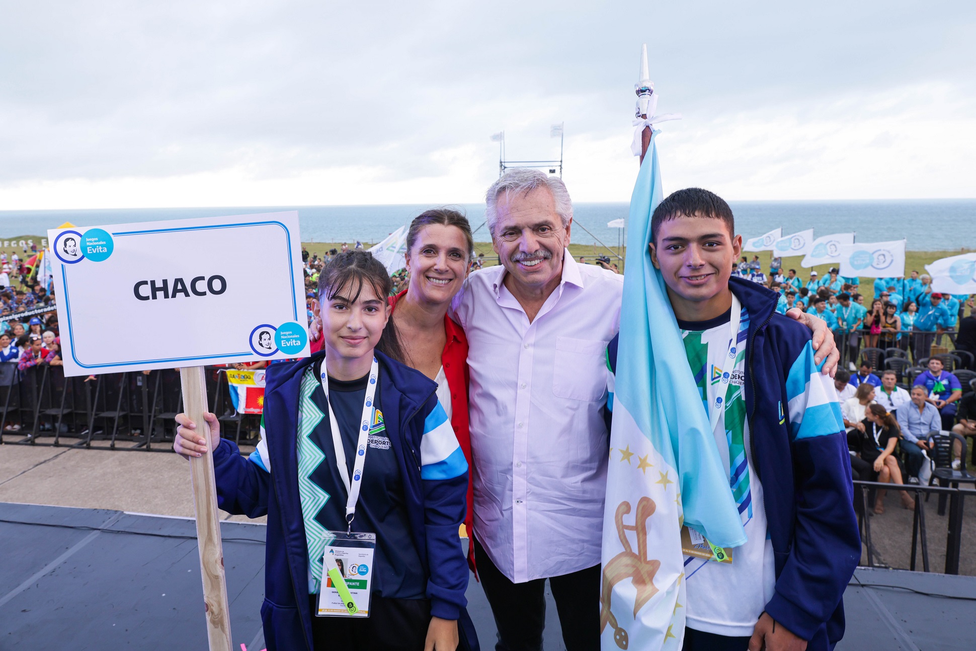 El presidente inauguró los Juegos Nacionales Evita de Playa en Chapadmalal