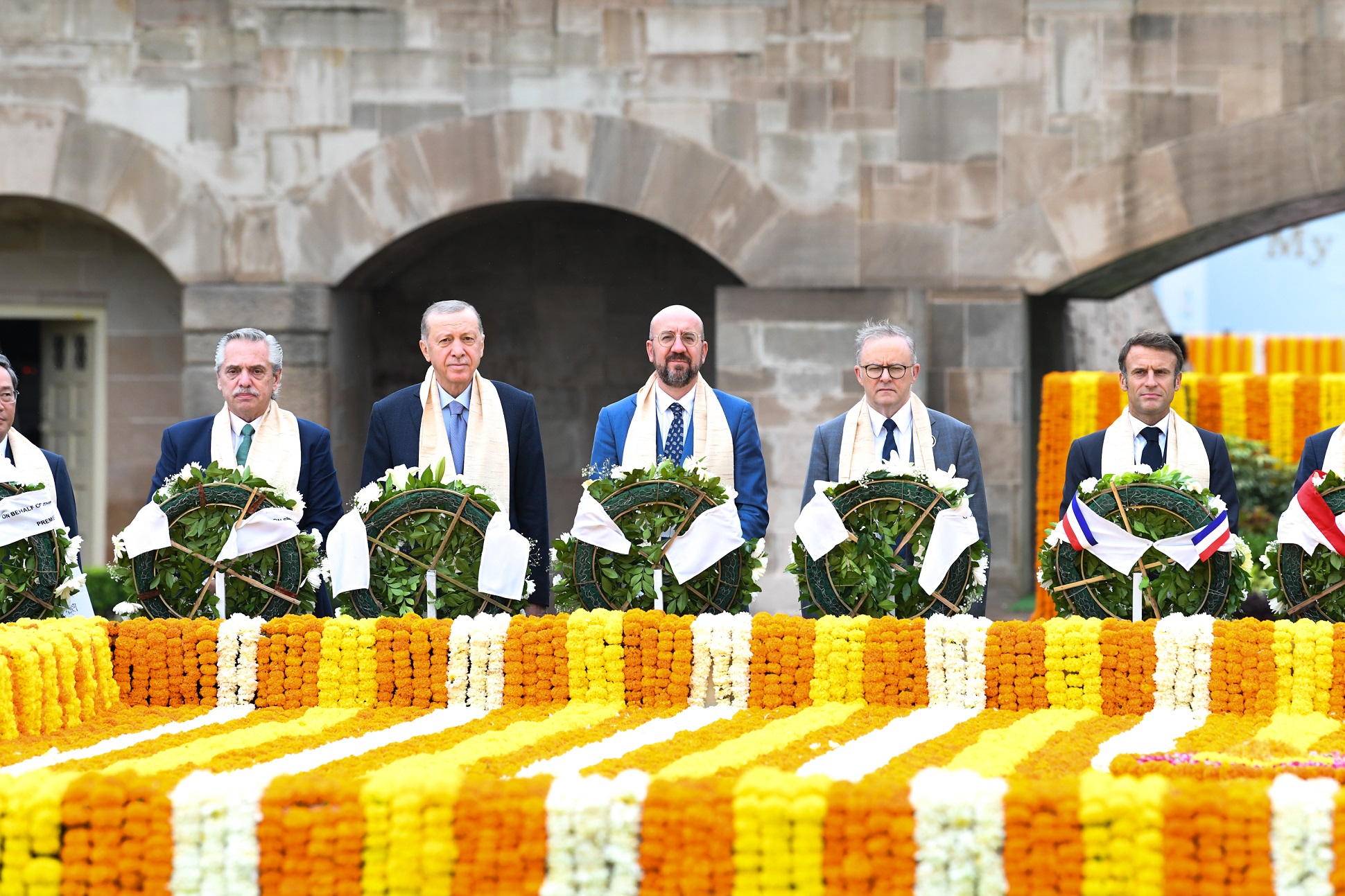 El presidente participó de un homenaje a Mahatma Gandhi junto a líderes y lideresas del G20