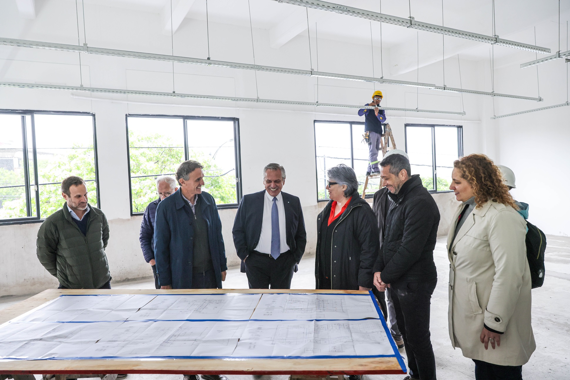El presidente recorrió las obras del primer edificio propio de la Universidad Nacional de las Artes en el barrio de La Boca