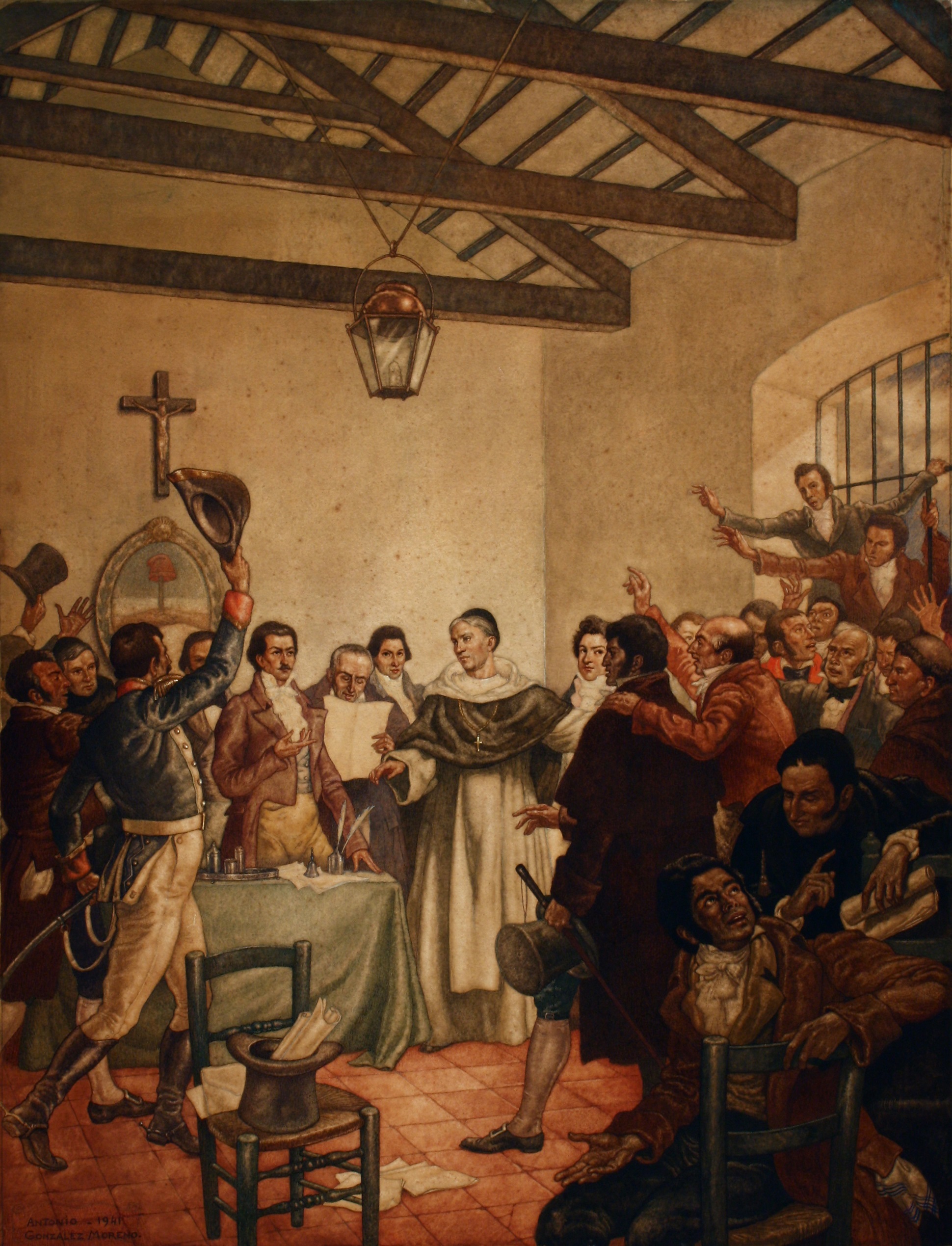 9 de Julio de 1816, acuarela de Antonio González Moreno.