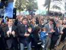 Aníbal Fernández, Eduardo de Pedro y Máximo Kirchner en el acto en la ex ESMA