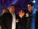 El hijo de la Presidenta, Máximo Kirchner, junto al diputado Andrés Larroque y el secretario general de la Presidencia, Wado de Pedro