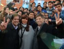 Cristina Fernández, Axel Kicillof y Mariano Recalde en Villa 20