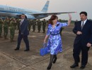 La Presidenta Cristina Fernández en su arribo a la provincia de Misiones.